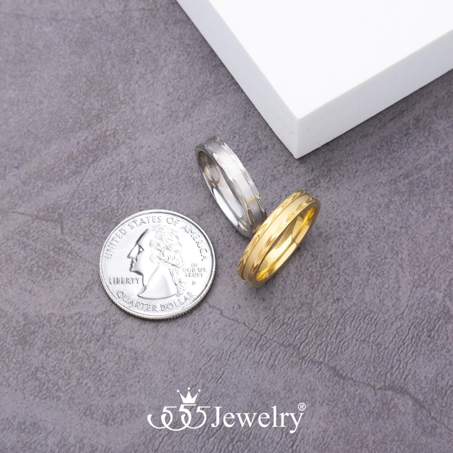image:image555Jewelry 4mm Sandblast Stainless Steel CZ Wedding Band Ring for Women amp MenSilver Style 11