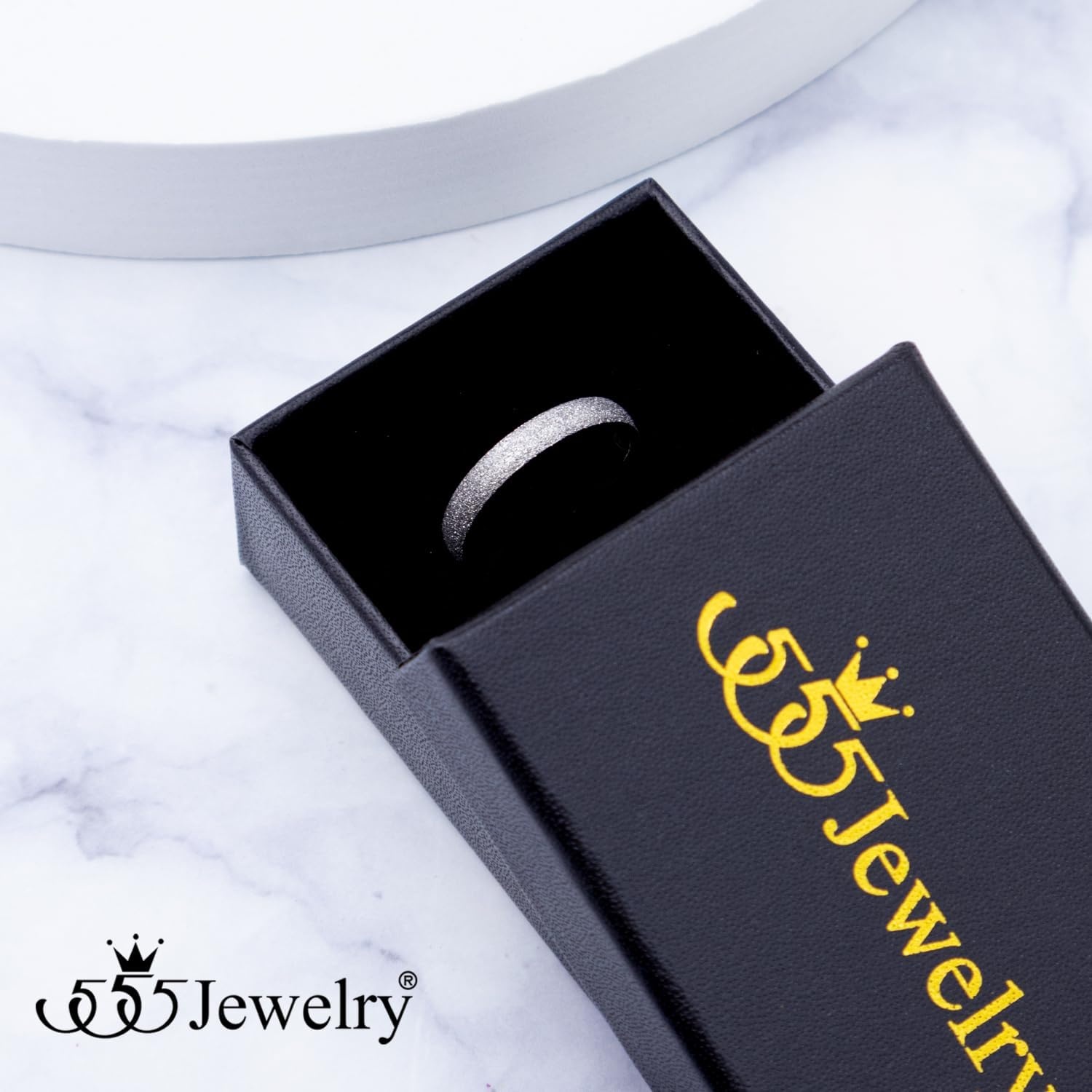 image:image555Jewelry 4mm Sandblast Stainless Steel CZ Wedding Band Ring for Women amp MenSilver Style 2