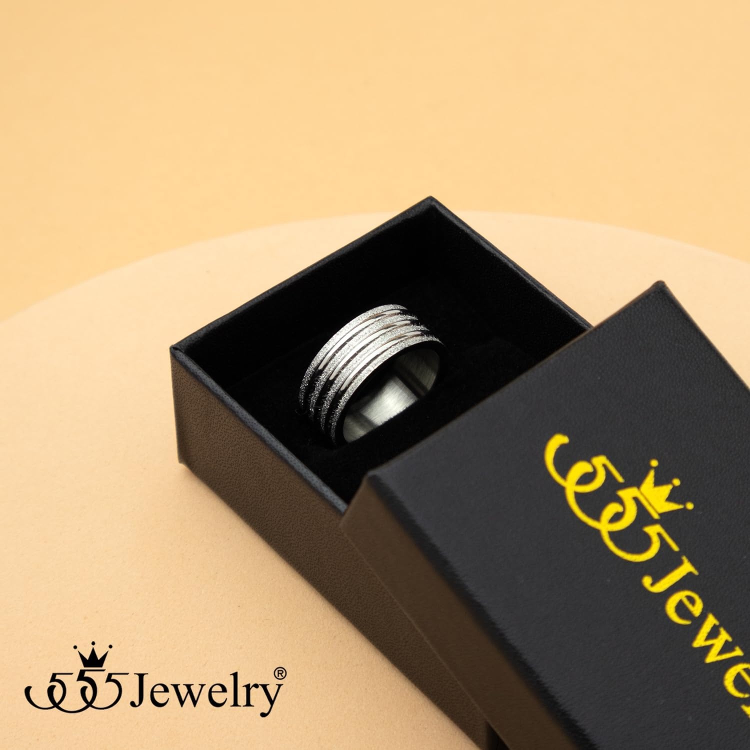 image:image555Jewelry 4mm Sandblast Stainless Steel CZ Wedding Band Ring for Women amp MenSilver Style 4