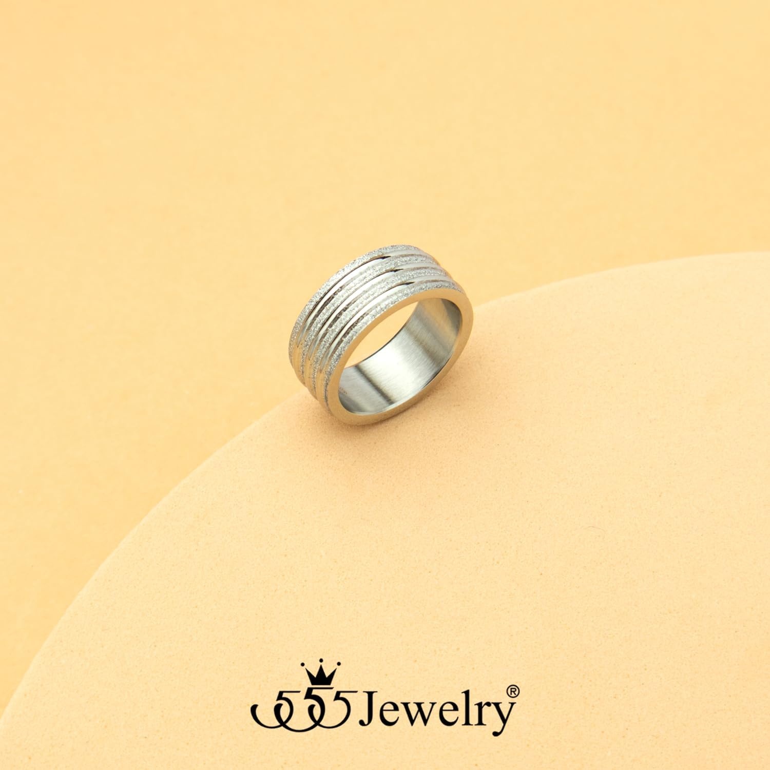 image:image555Jewelry 4mm Sandblast Stainless Steel CZ Wedding Band Ring for Women amp MenSilver Style 4