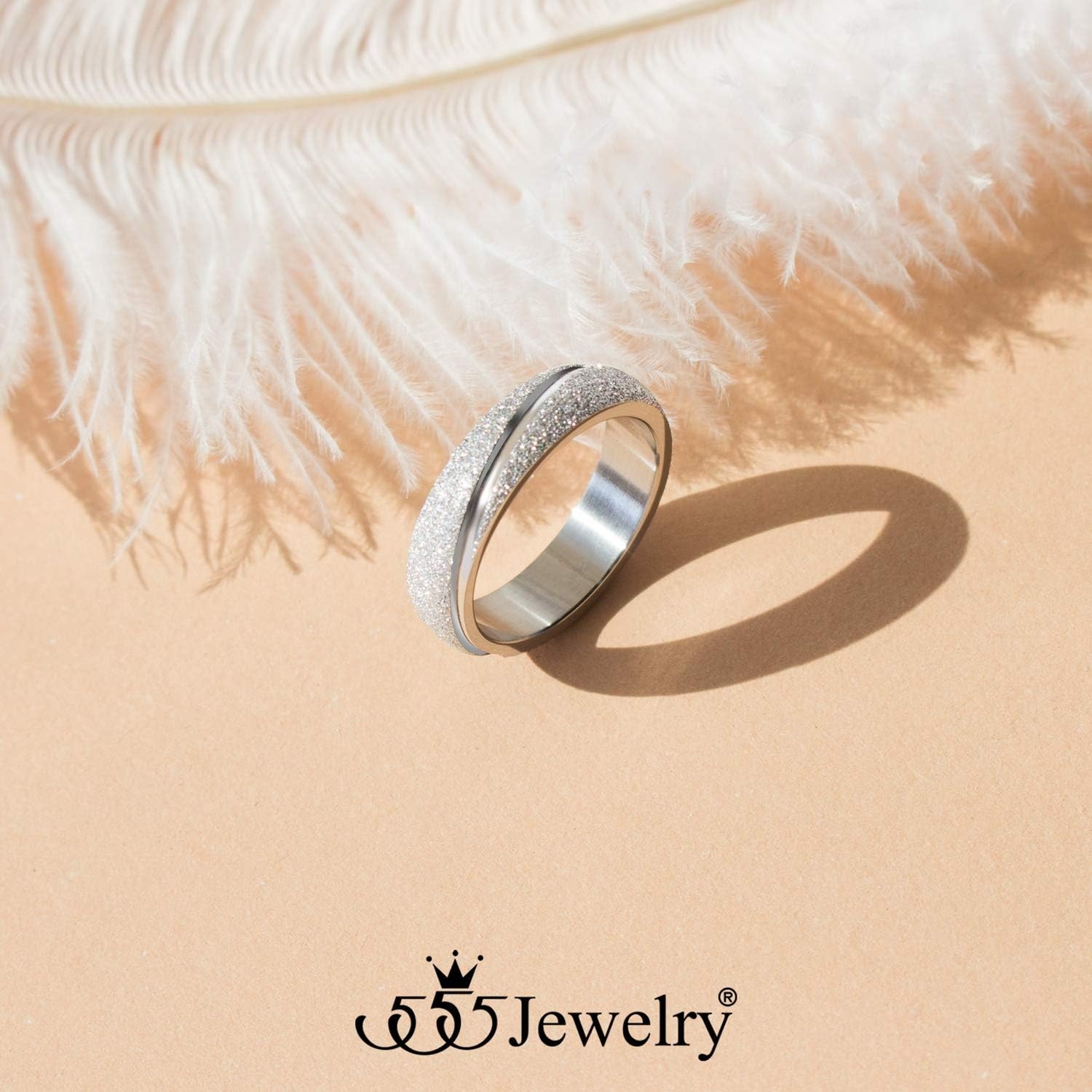 image:image555Jewelry 4mm Sandblast Stainless Steel CZ Wedding Band Ring for Women amp MenSilver Style 6