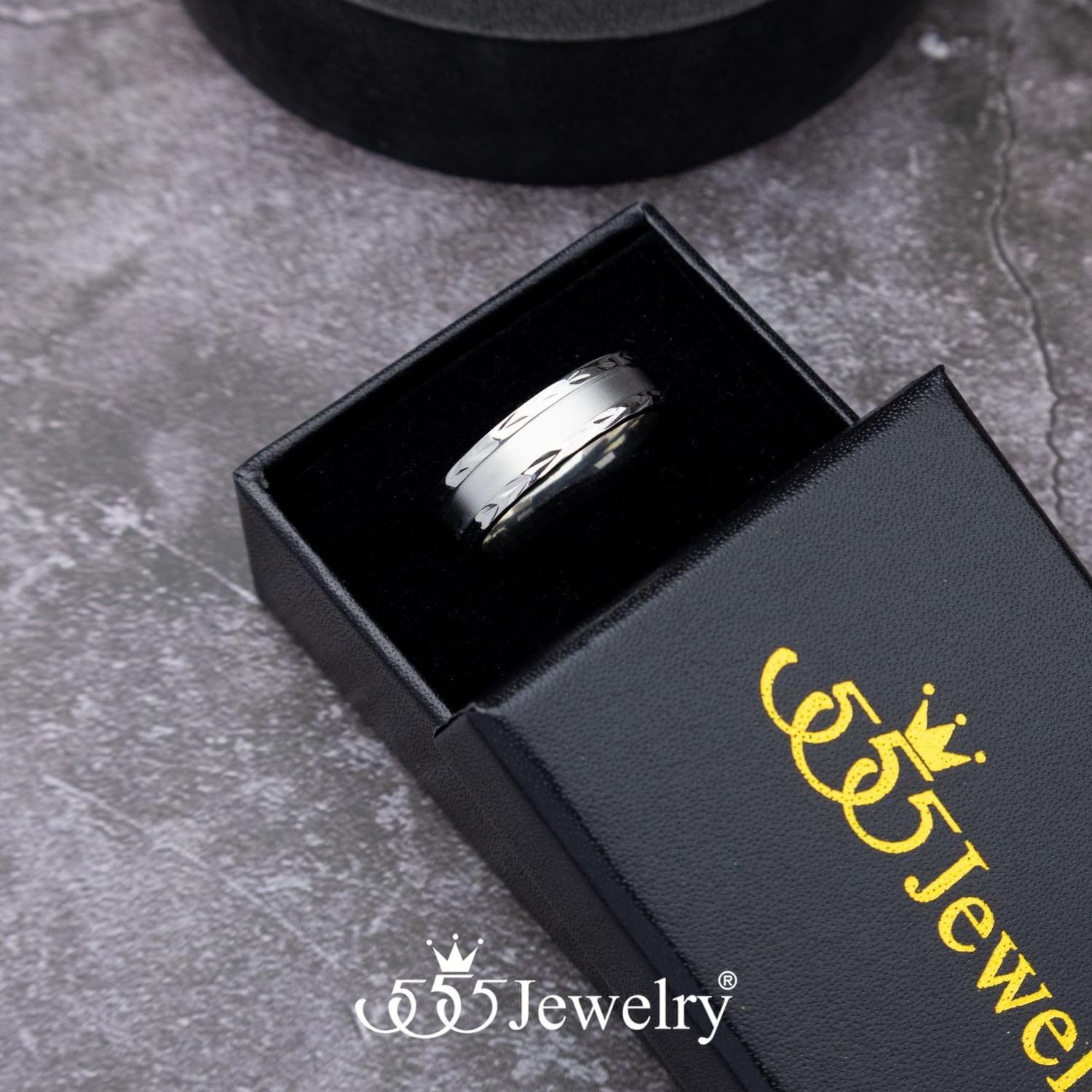 image:image555Jewelry 4mm Sandblast Stainless Steel CZ Wedding Band Ring for Women amp MenSilver Style 7