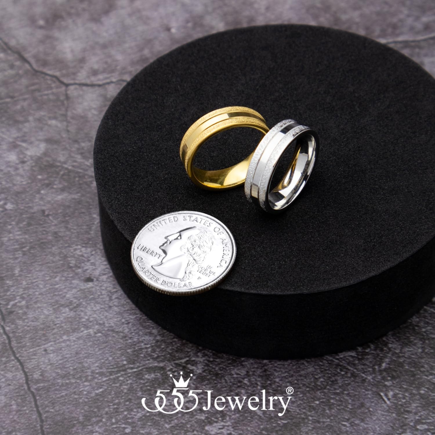 image:image555Jewelry 4mm Sandblast Stainless Steel CZ Wedding Band Ring for Women amp MenSilver Style 8