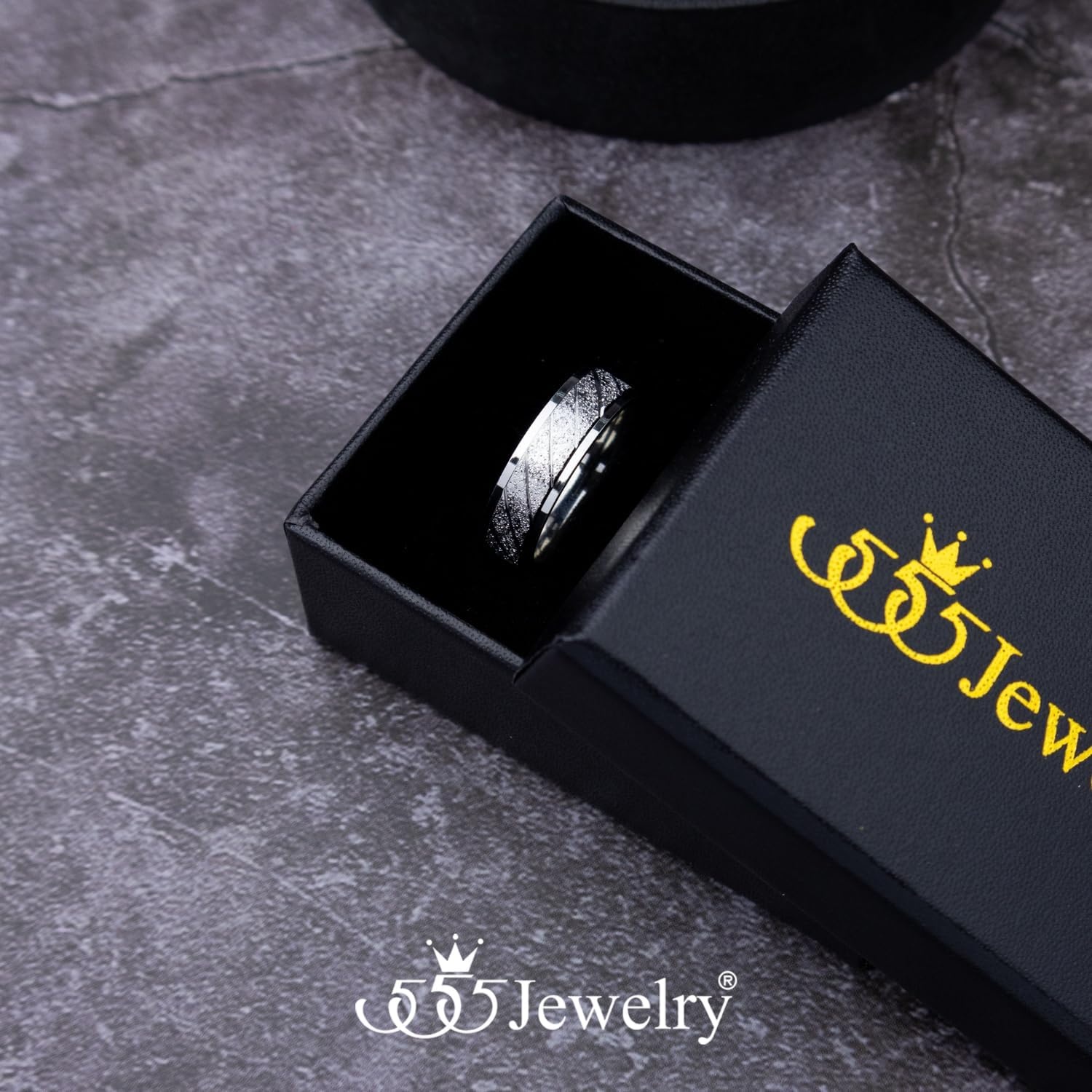 image:image555Jewelry 4mm Sandblast Stainless Steel CZ Wedding Band Ring for Women amp MenSilver Style 9