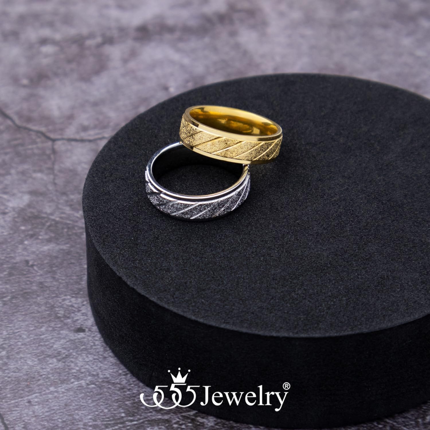 image:image555Jewelry 4mm Sandblast Stainless Steel CZ Wedding Band Ring for Women amp MenSilver Style 9