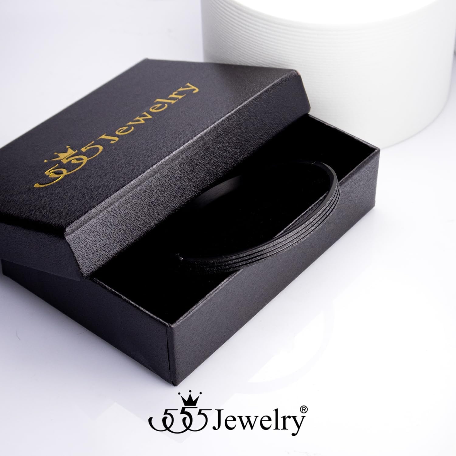 image:image555Jewelry 4mm Sparkly Stainless Steel Solid Hinged Bangle Bracelet for WomenBlack Style 2