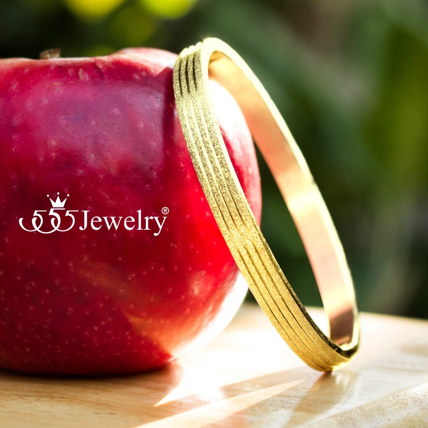 image:image555Jewelry 4mm Sparkly Stainless Steel Solid Hinged Bangle Bracelet for WomenGold Style 2
