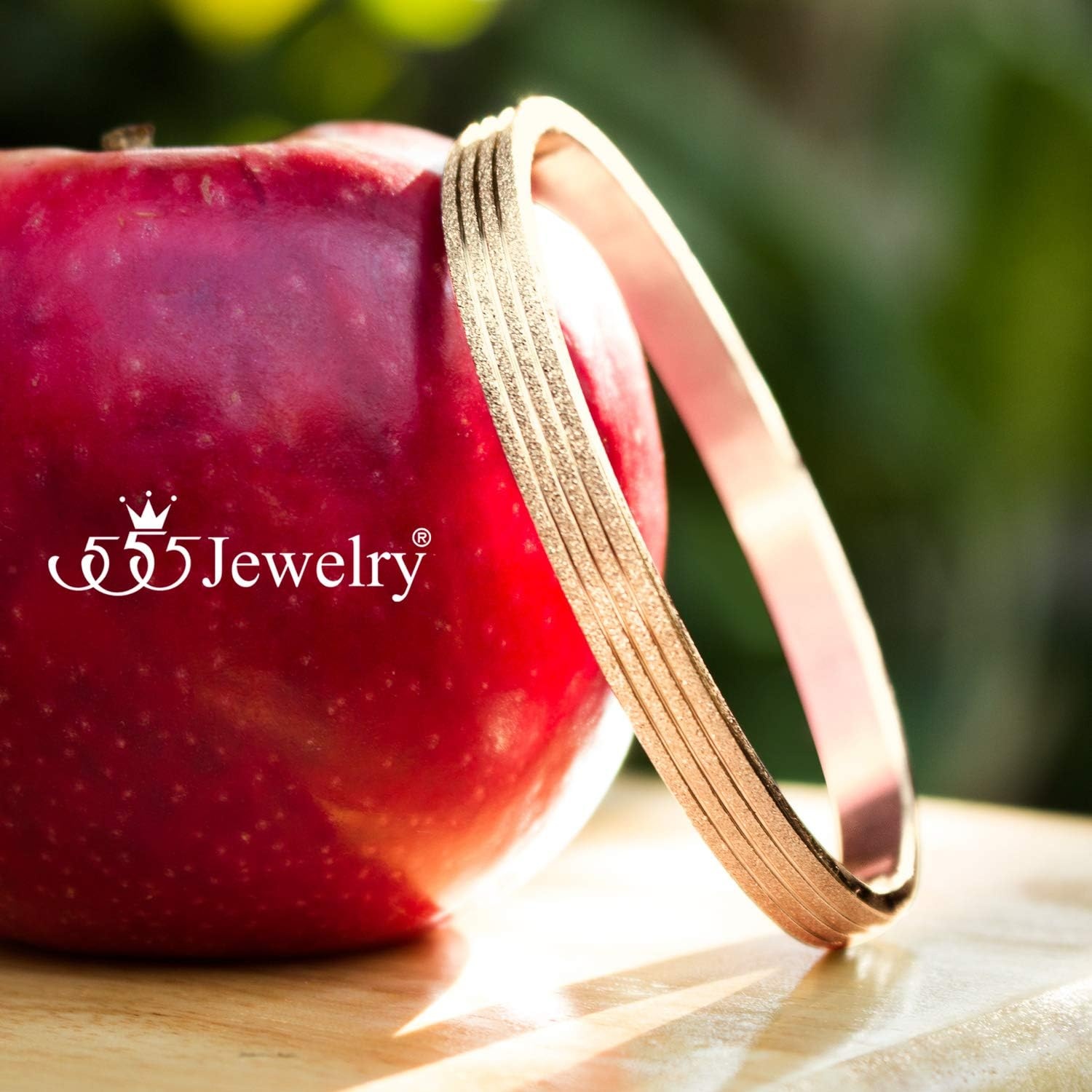 image:image555Jewelry 4mm Sparkly Stainless Steel Solid Hinged Bangle Bracelet for WomenRose Gold Style 2