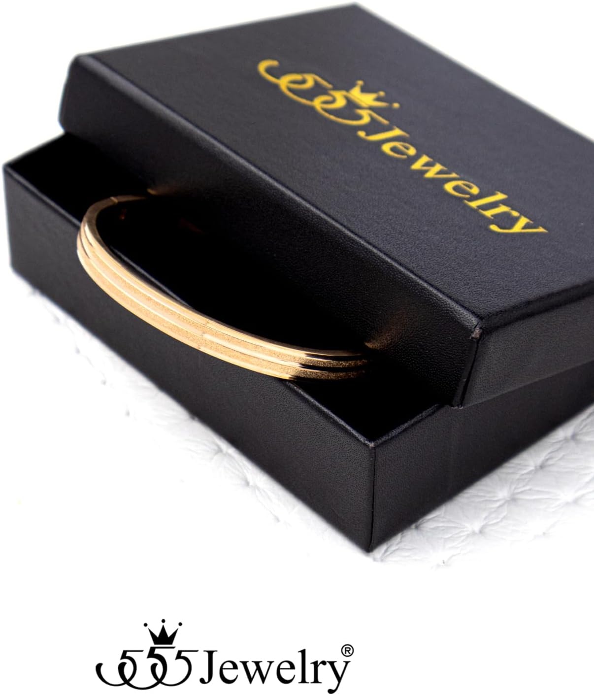 image:image555Jewelry 4mm Sparkly Stainless Steel Solid Hinged Bangle Bracelet for WomenRose Gold Style 3