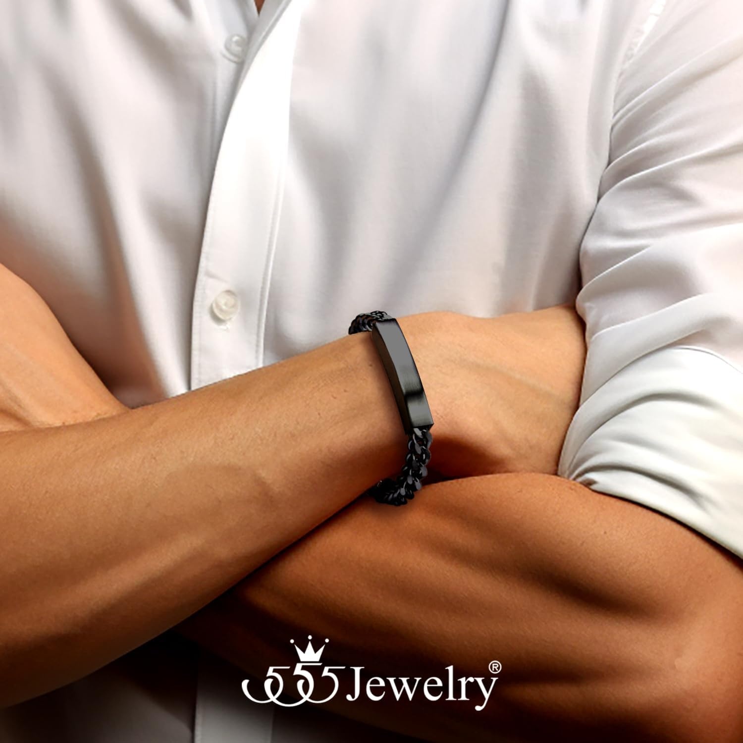 image:image555Jewelry 6mm Stainless Steel Square Franco Chain Bracelet for Men 65 to 9 InchBlack Style 2