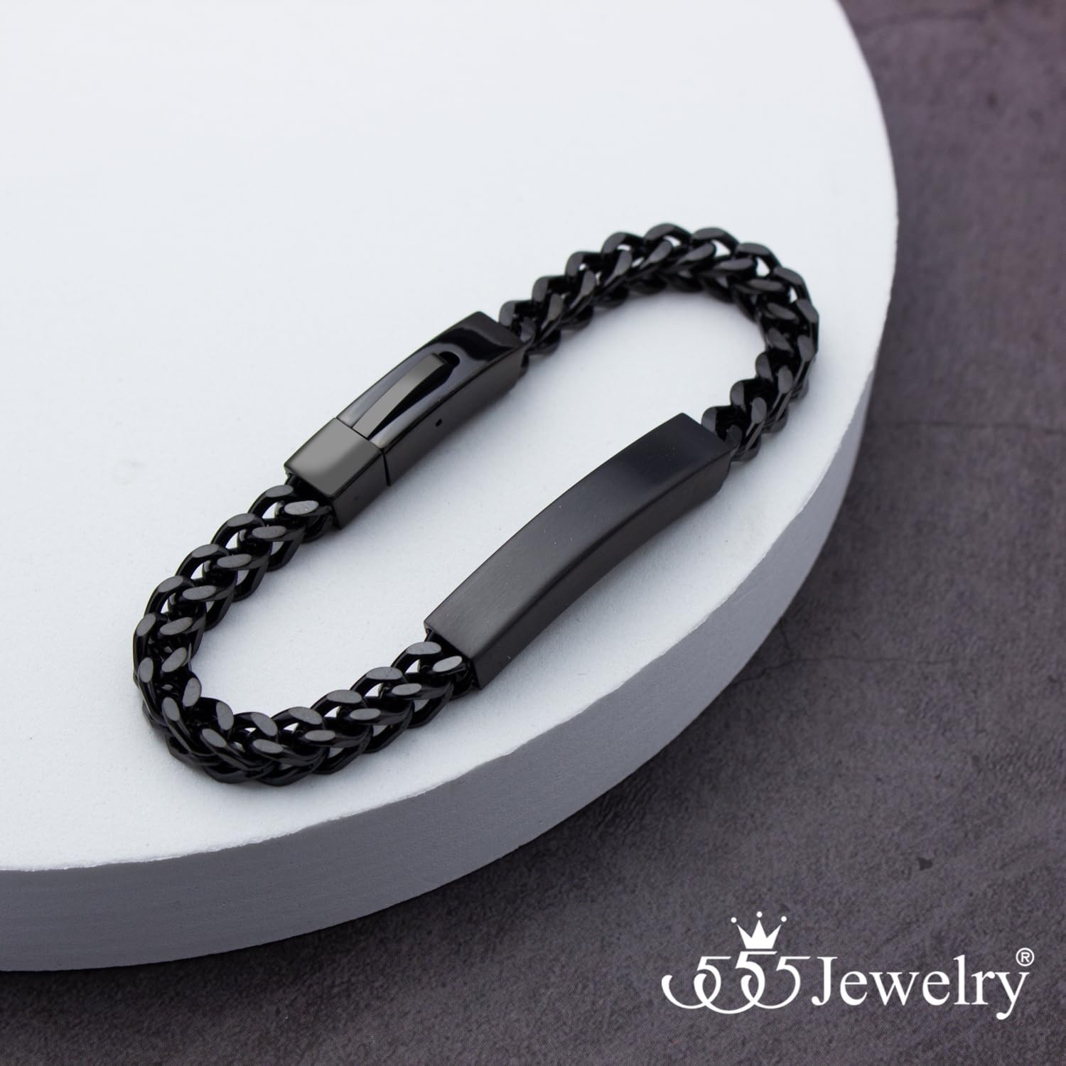 image:image555Jewelry 6mm Stainless Steel Square Franco Chain Bracelet for Men 65 to 9 InchBlack Style 2
