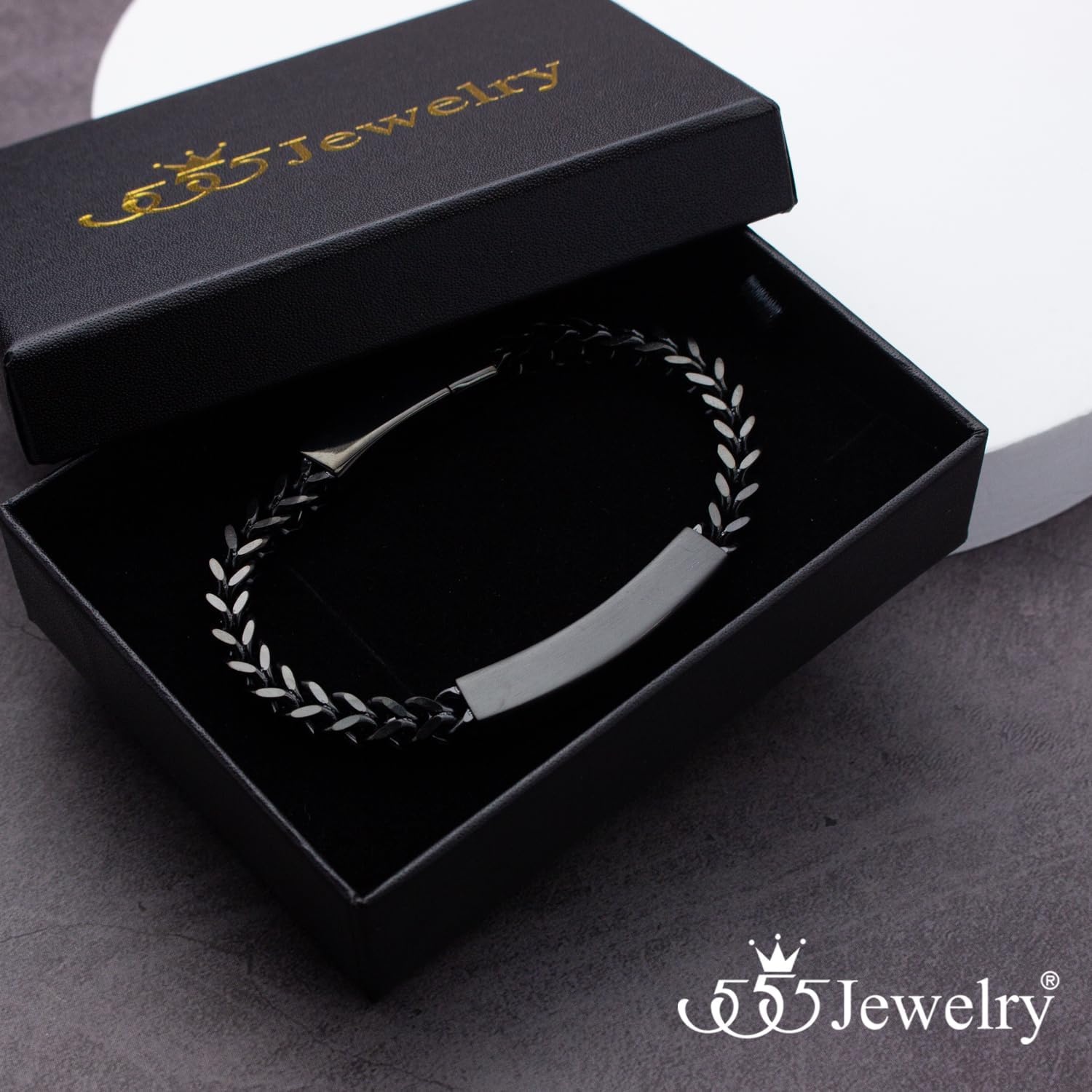 image:image555Jewelry 6mm Stainless Steel Square Franco Chain Bracelet for Men 65 to 9 InchBlack Style 2