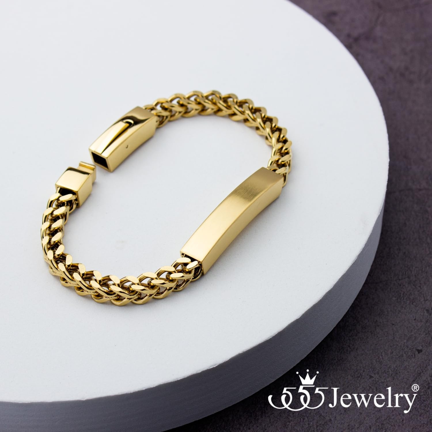 image:image555Jewelry 6mm Stainless Steel Square Franco Chain Bracelet for Men 65 to 9 InchGold Style 2