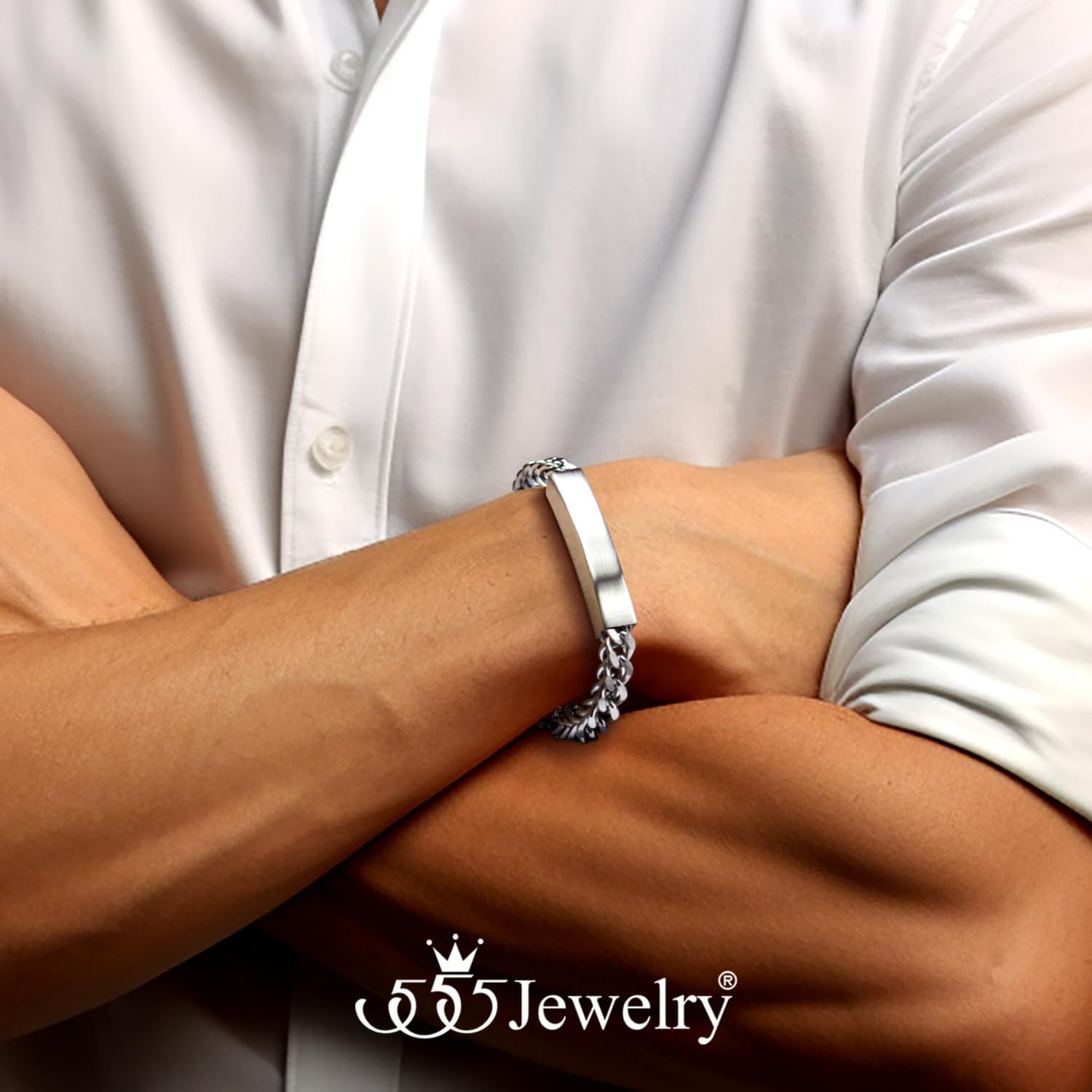 image:image555Jewelry 6mm Stainless Steel Square Franco Chain Bracelet for Men 65 to 9 InchSilver Style 2