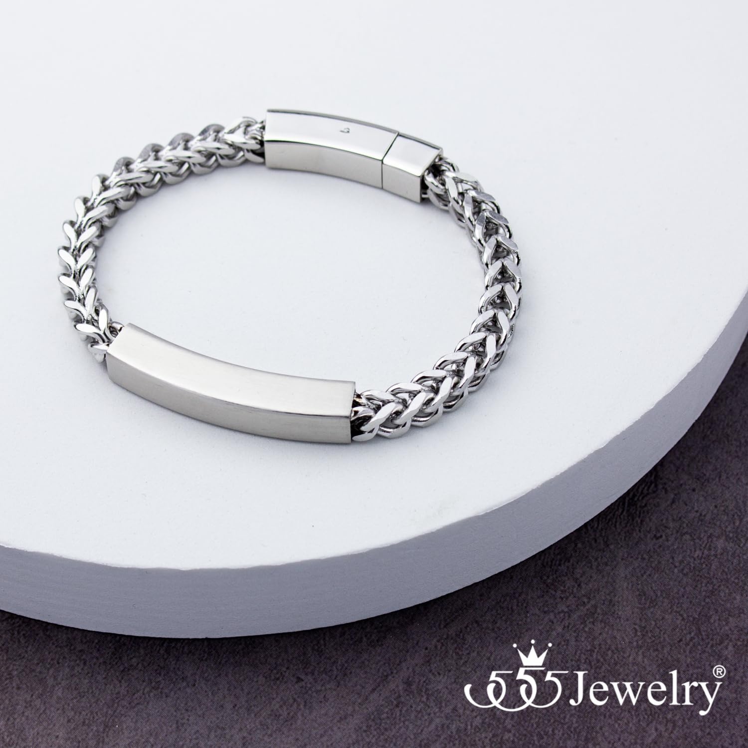image:image555Jewelry 6mm Stainless Steel Square Franco Chain Bracelet for Men 65 to 9 InchSilver Style 2