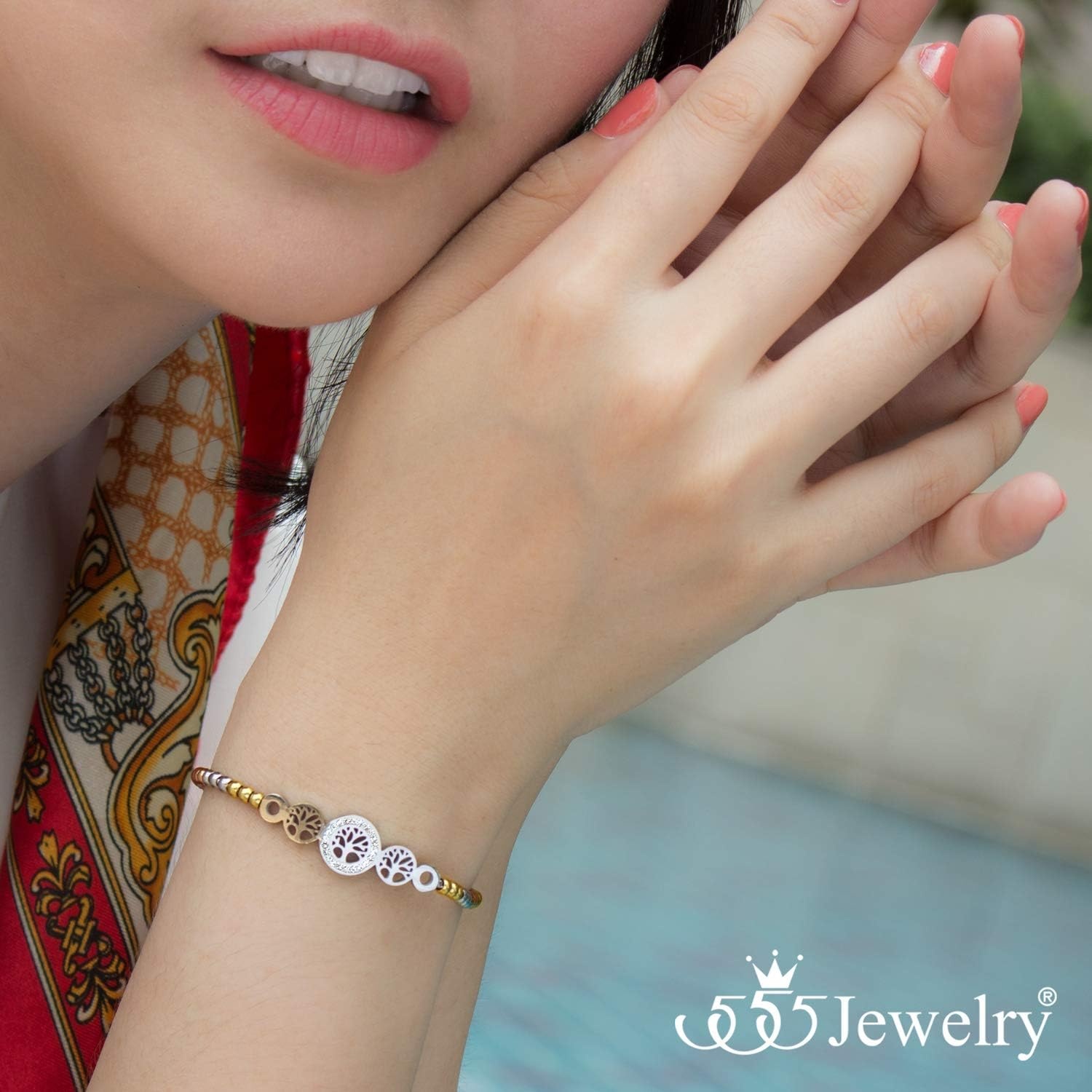 image:image555Jewelry Adjustable Slider Cuff CZ Tree of Life Bolo Bracelet for Women amp GirlsSilverGoldRose Gold