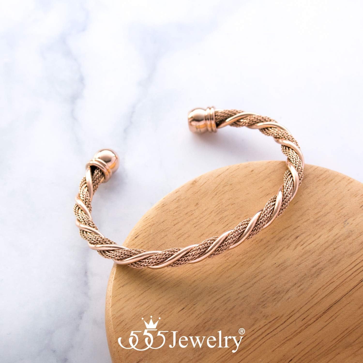 image:image555Jewelry Adjustable Stainless Steel Twisted Wire Open Cuff Bangle Cable Bracelet Designer Inspired Bracelet Twisted Cable Bracelets for Women amp Ladies Rose Gold