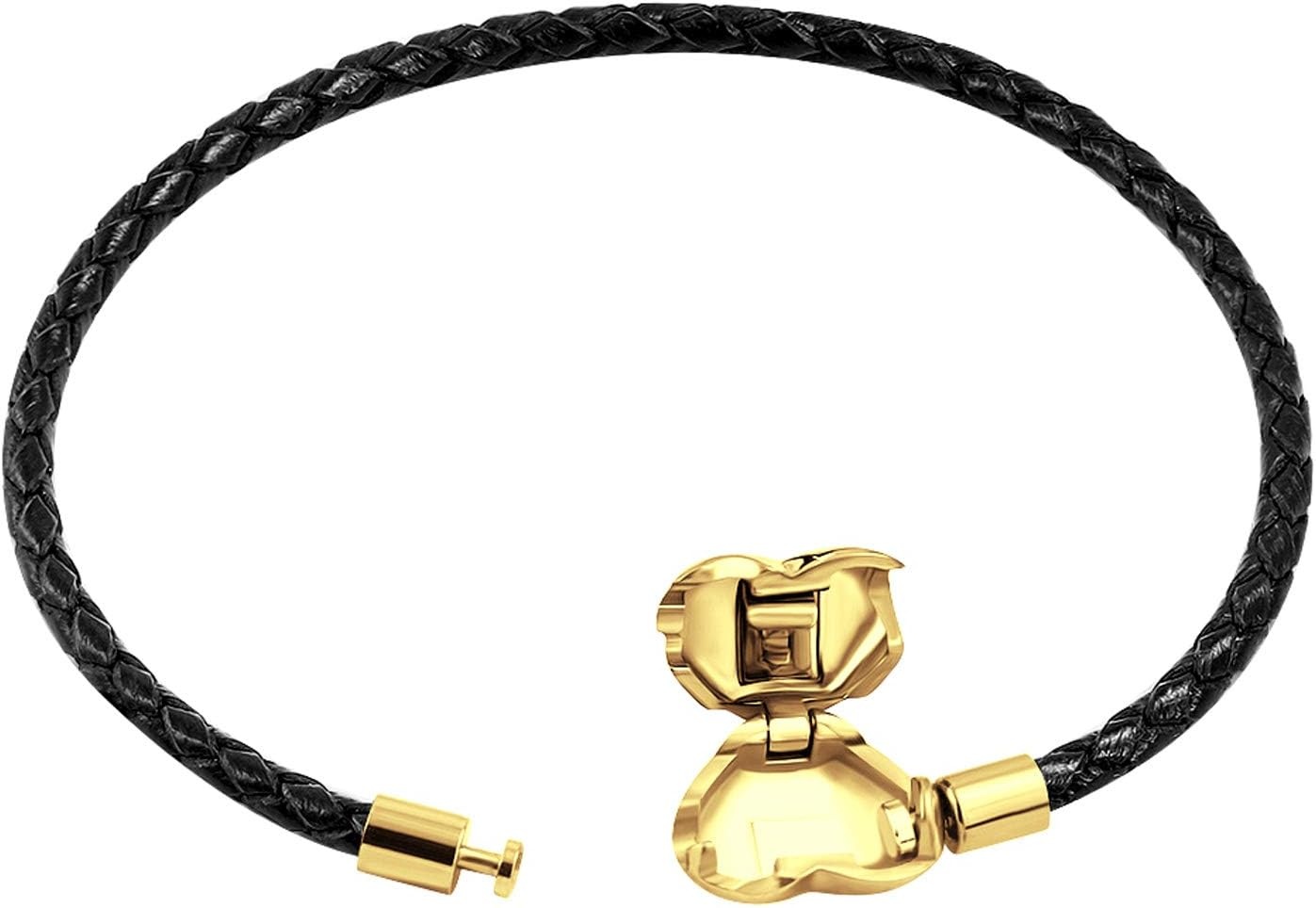 image:image555Jewelry Braided Black Leather Heart Charm Bracelet Bangle for Women amp LadiesBlack Gold