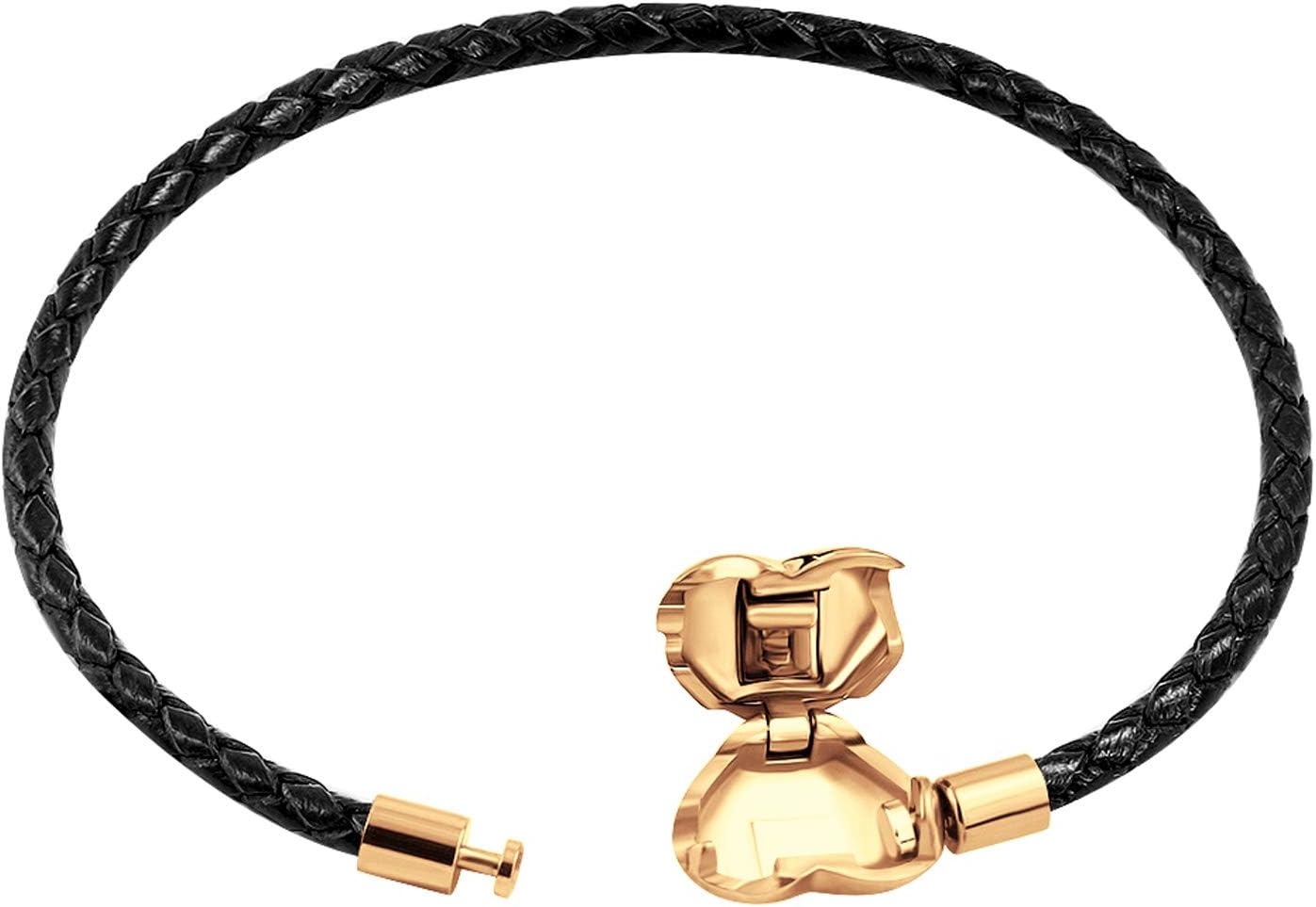 image:image555Jewelry Braided Black Leather Heart Charm Bracelet Bangle for Women amp LadiesBlack Rose Gold