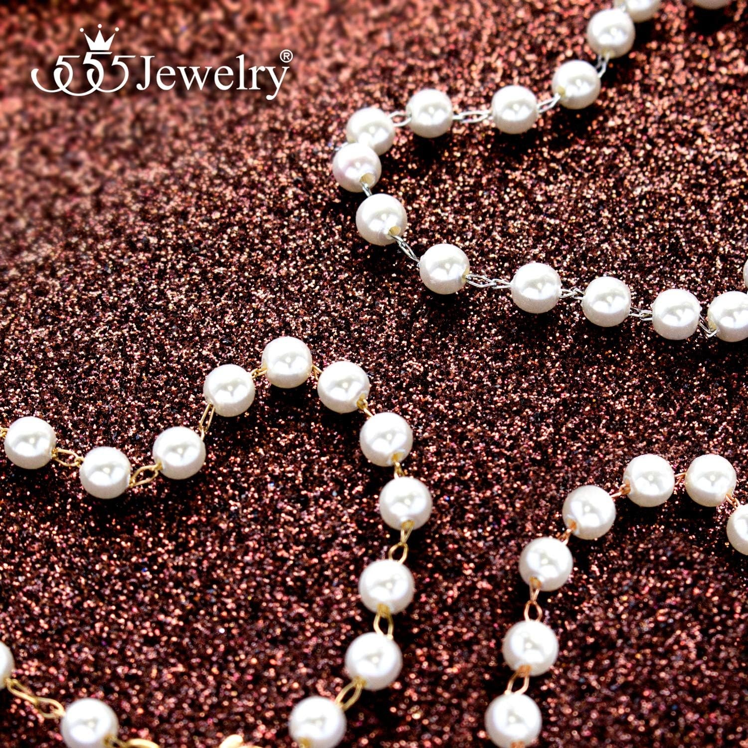 image:image555Jewelry Extendable Pearls Beaded Charm Bracelet for Women amp Ladies 75 InchGold