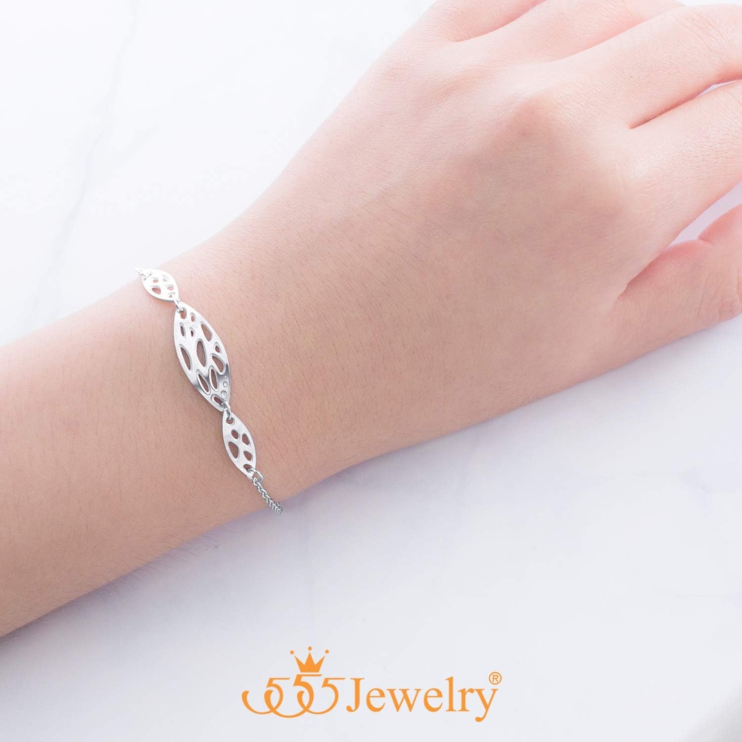 image:image555Jewelry Stainless Steel Adjustable Dainty Abstract Link Bracelet for Women amp LadiesSilver