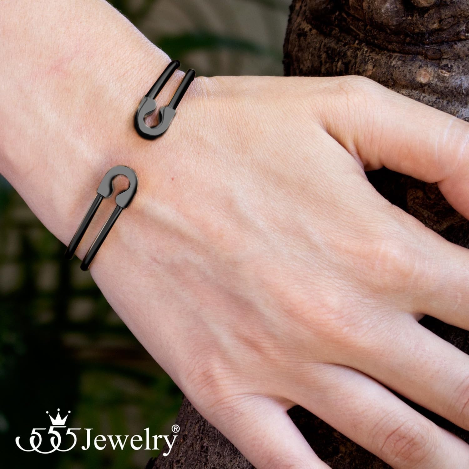image:image555Jewelry Stainless Steel Dual Wire Open Cuff Bangle Bracelet for Women amp LadiesBlack