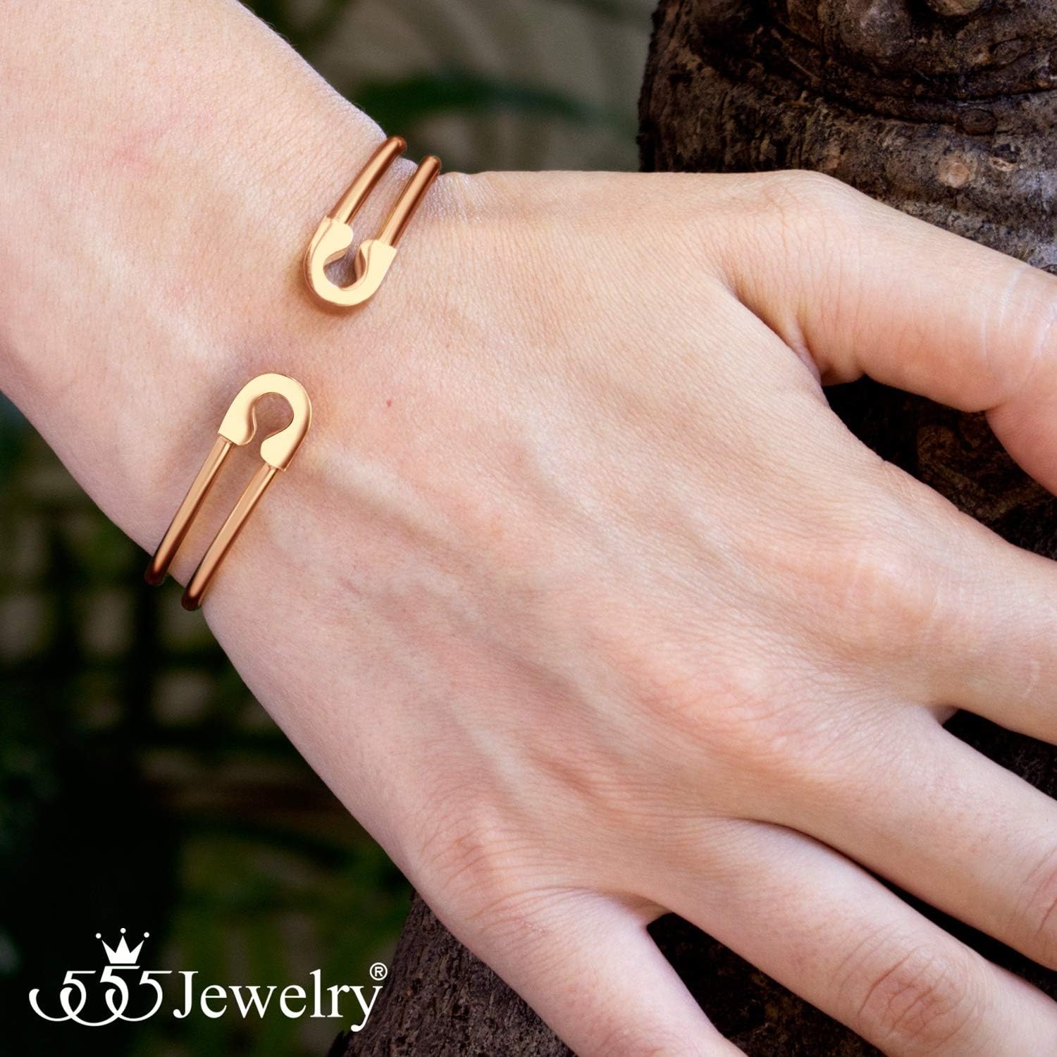 image:image555Jewelry Stainless Steel Dual Wire Open Cuff Bangle Bracelet for Women amp LadiesRose Gold