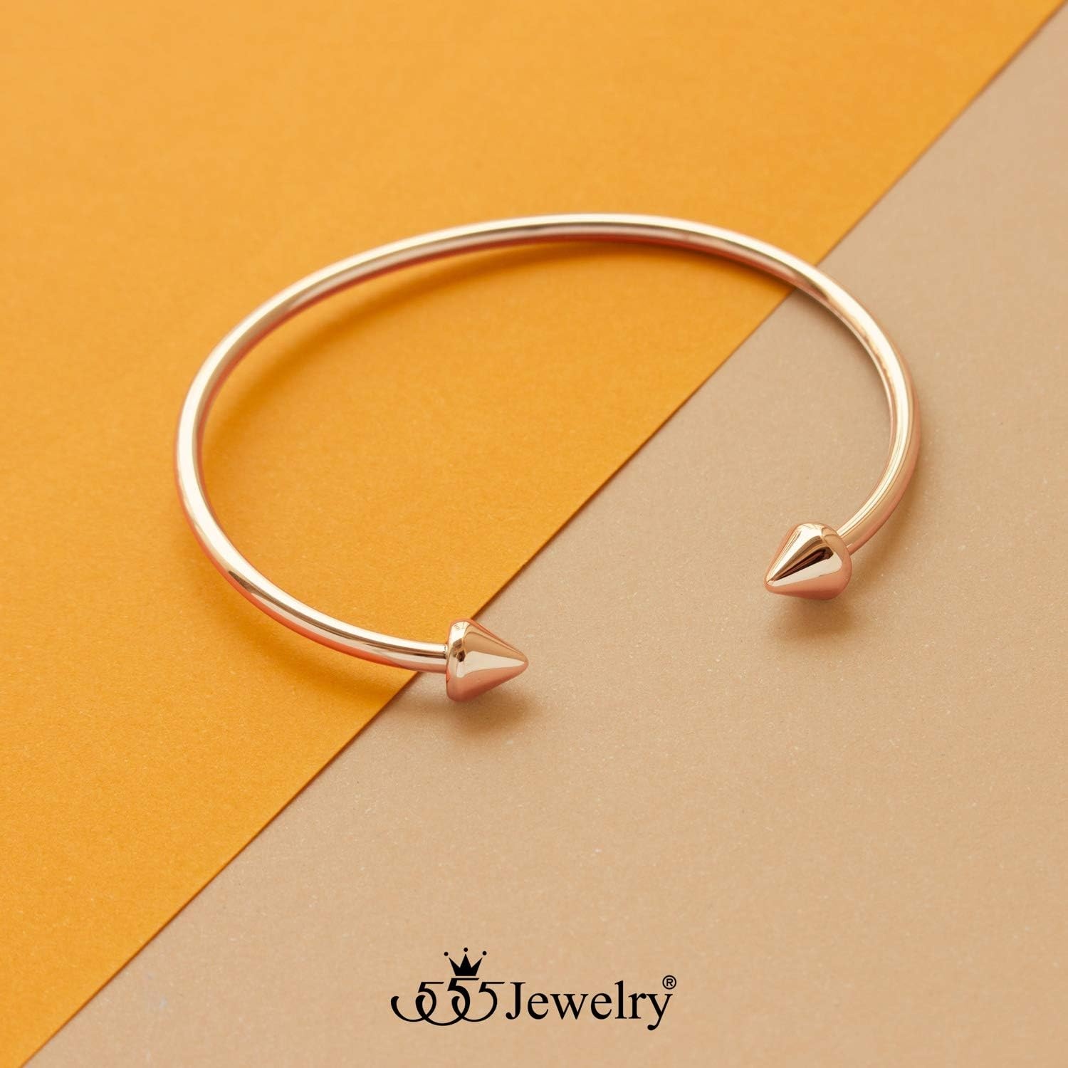 image:image555Jewelry Stainless Steel Open Cuff Bangle Spike Bracelet for Women amp LadiesRose Gold