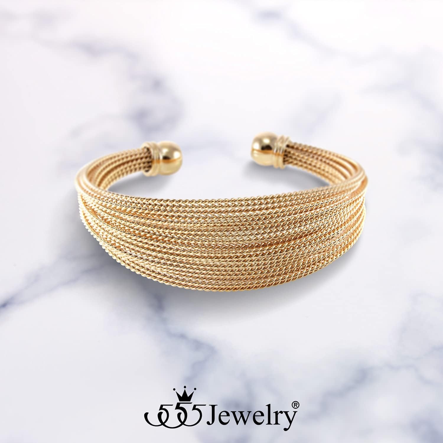 image:image555Jewelry Stainless Steel Open Cuff Twisted Wire Bangle Bracelet for Women amp LadiesGold