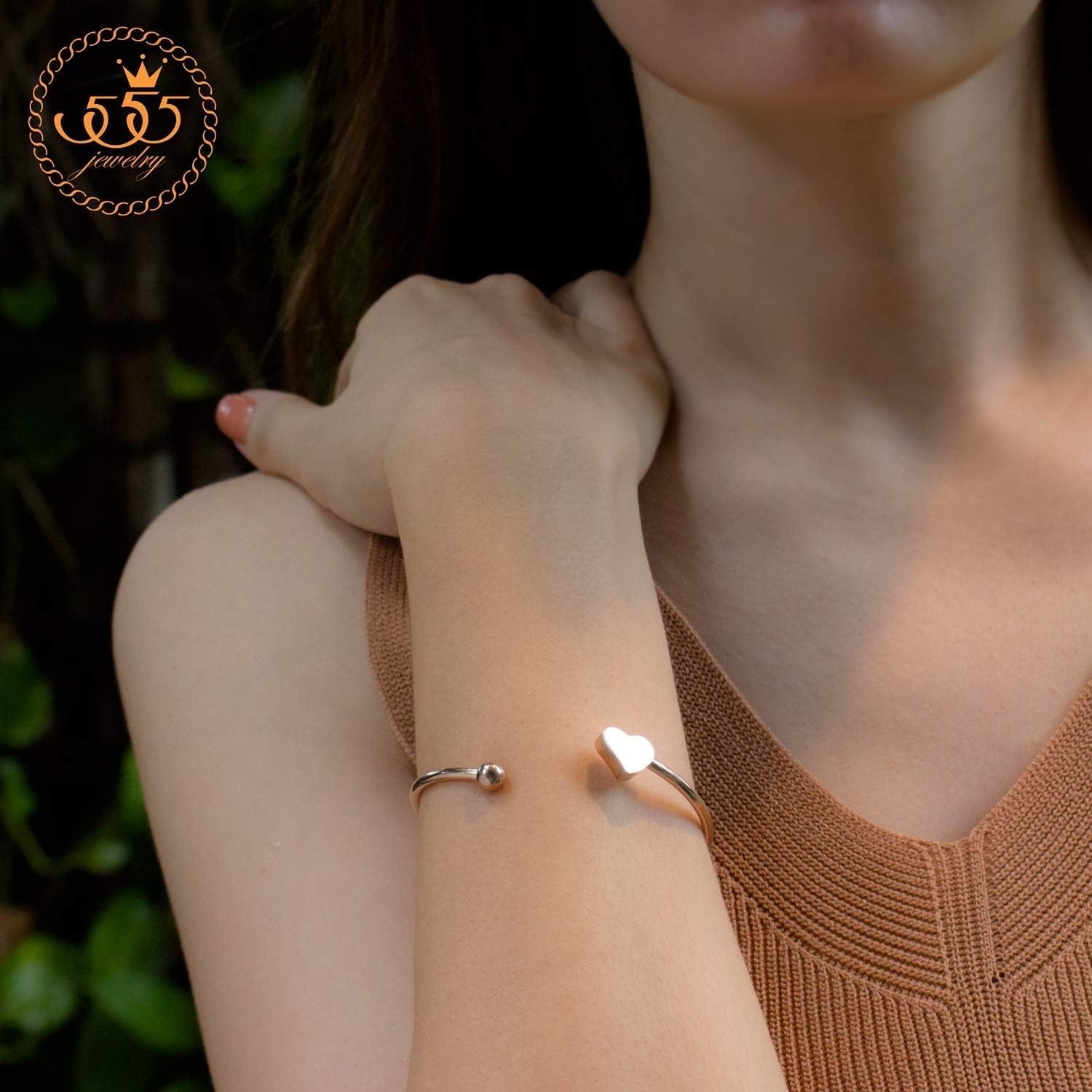image:image555Jewelry Stainless Steel Womens Cute Love Tiny Heart Open Cuff Bangle Bracelet HypoallergenicSilver