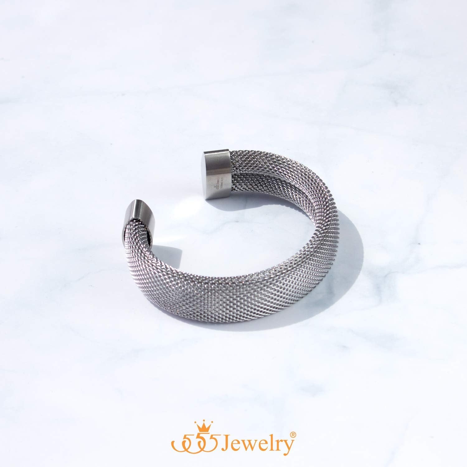 image:image555Jewelry Stainless Steel Womens Trendy Mesh Wrap Open Cuff Bangle BraceletSilver