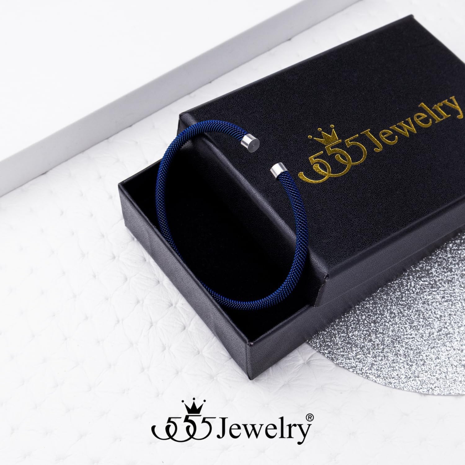image:image555Jewelry Unisex Stainless Steel Mesh Open Cuff Bangle Bracelet for Men amp WomenBlueSilver Style 4