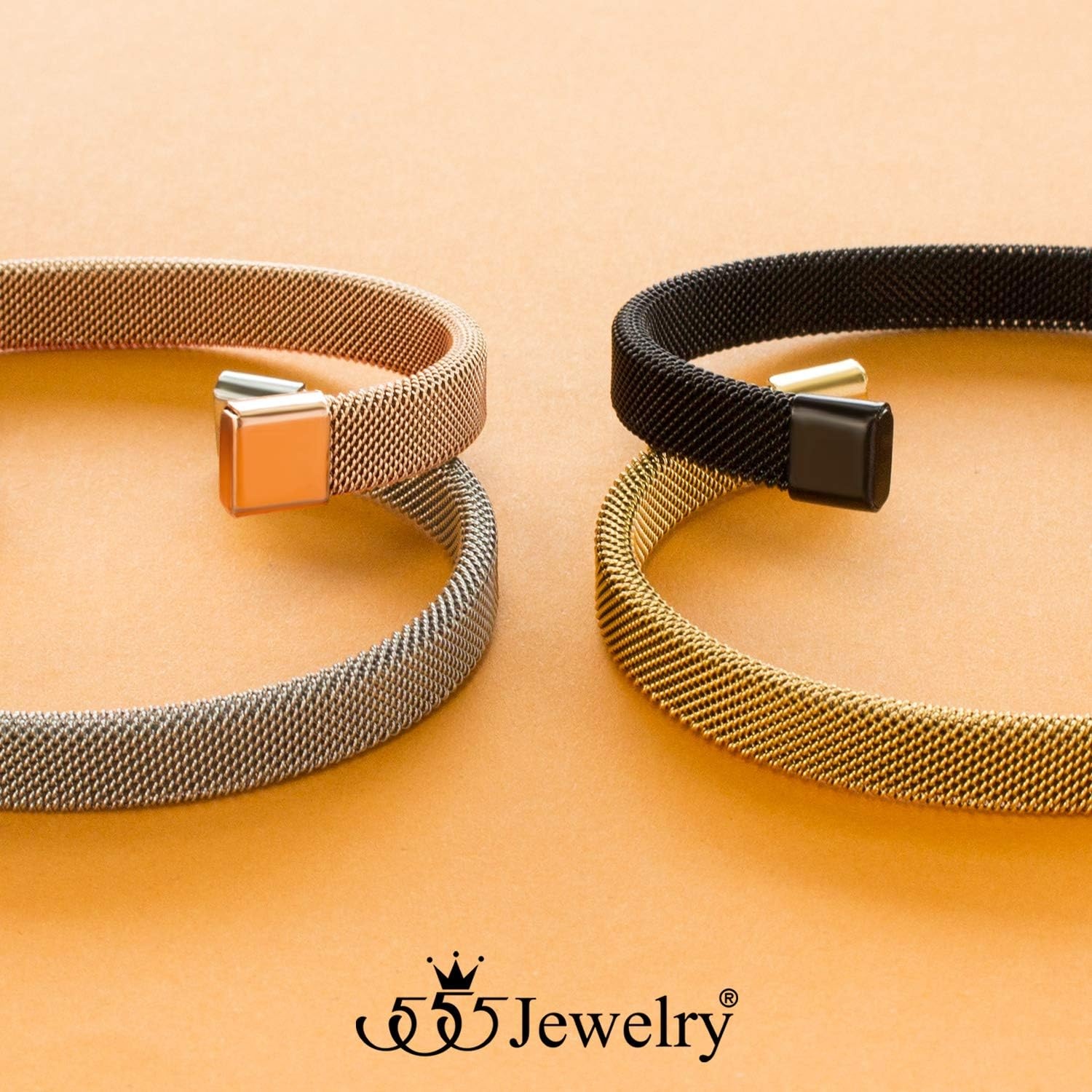 image:image555Jewelry Unisex Stainless Steel Mesh Open Cuff Bangle Bracelet for Men amp WomenGold