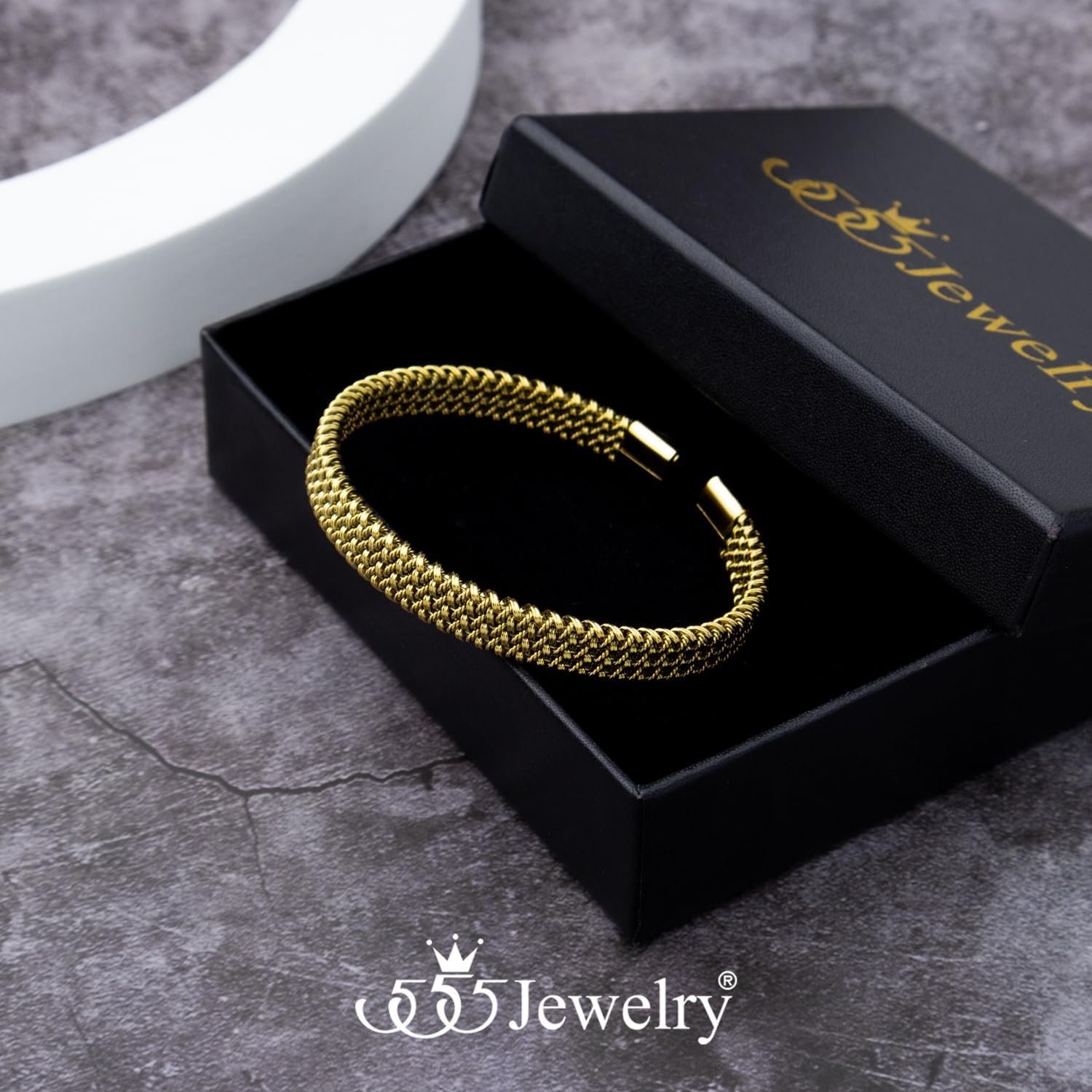 image:image555Jewelry Unisex Stainless Steel Mesh Open Cuff Bangle Bracelet for Men amp WomenGold Style 3