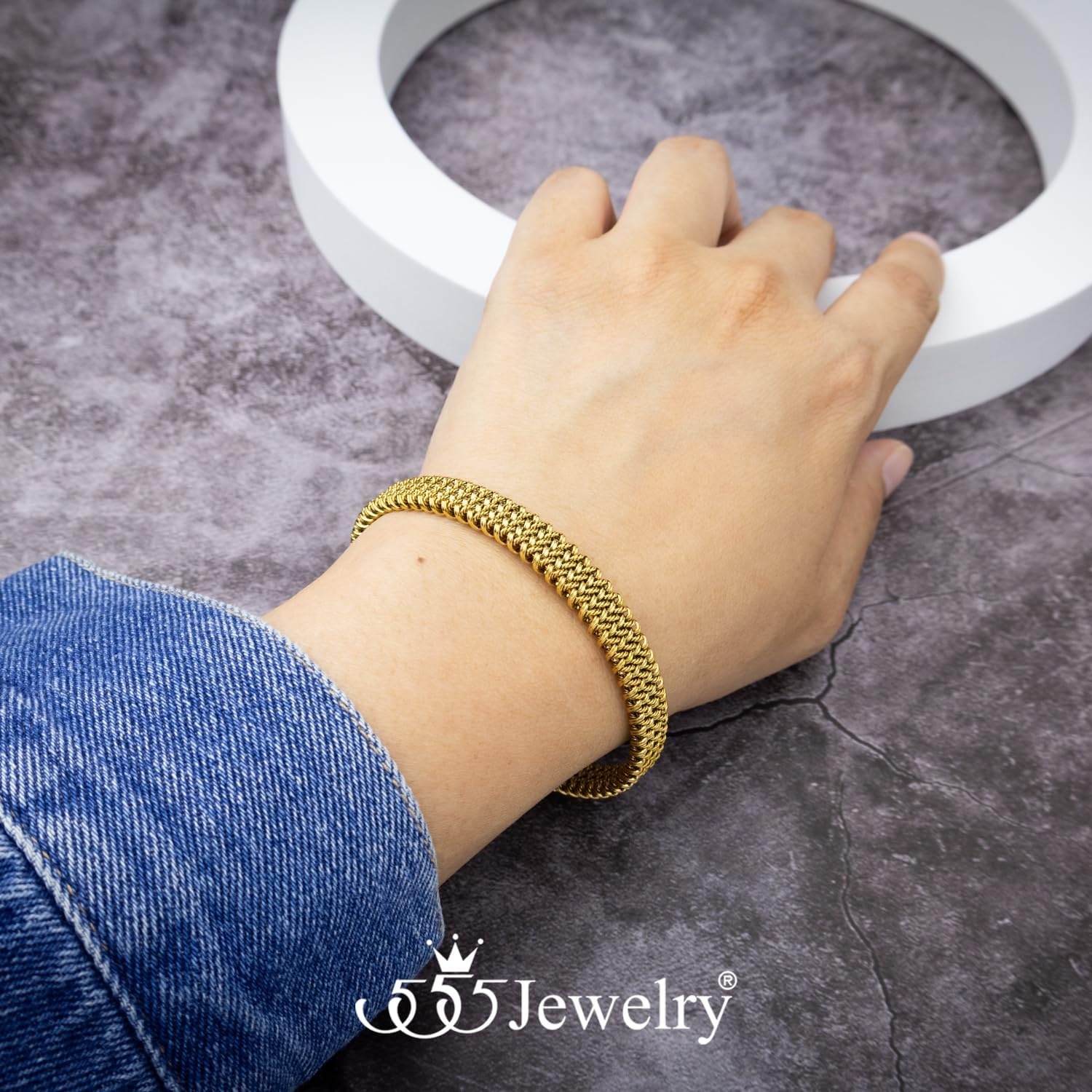 image:image555Jewelry Unisex Stainless Steel Mesh Open Cuff Bangle Bracelet for Men amp WomenGold Style 3