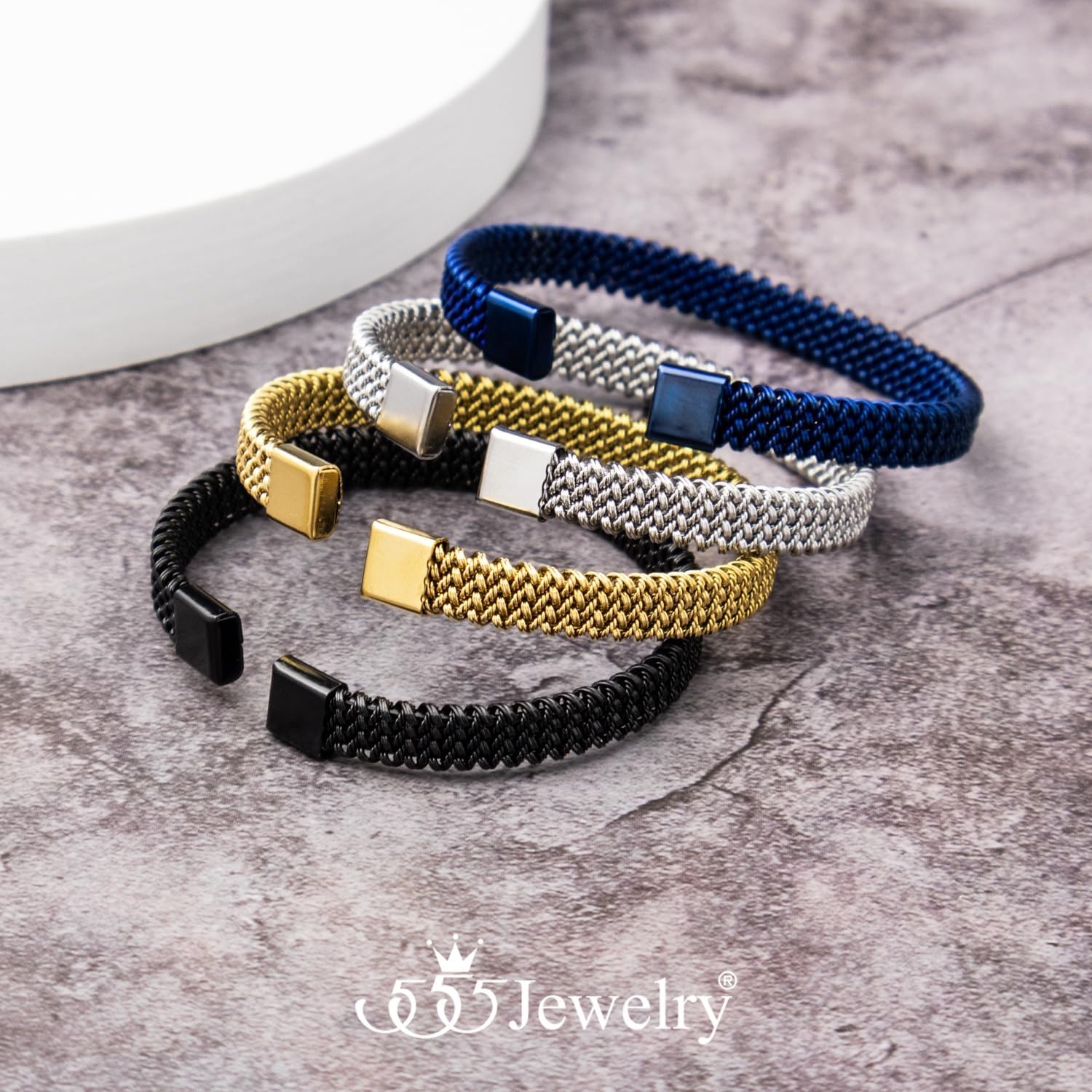 image:image555Jewelry Unisex Stainless Steel Mesh Open Cuff Bangle Bracelet for Men amp WomenGold Style 3