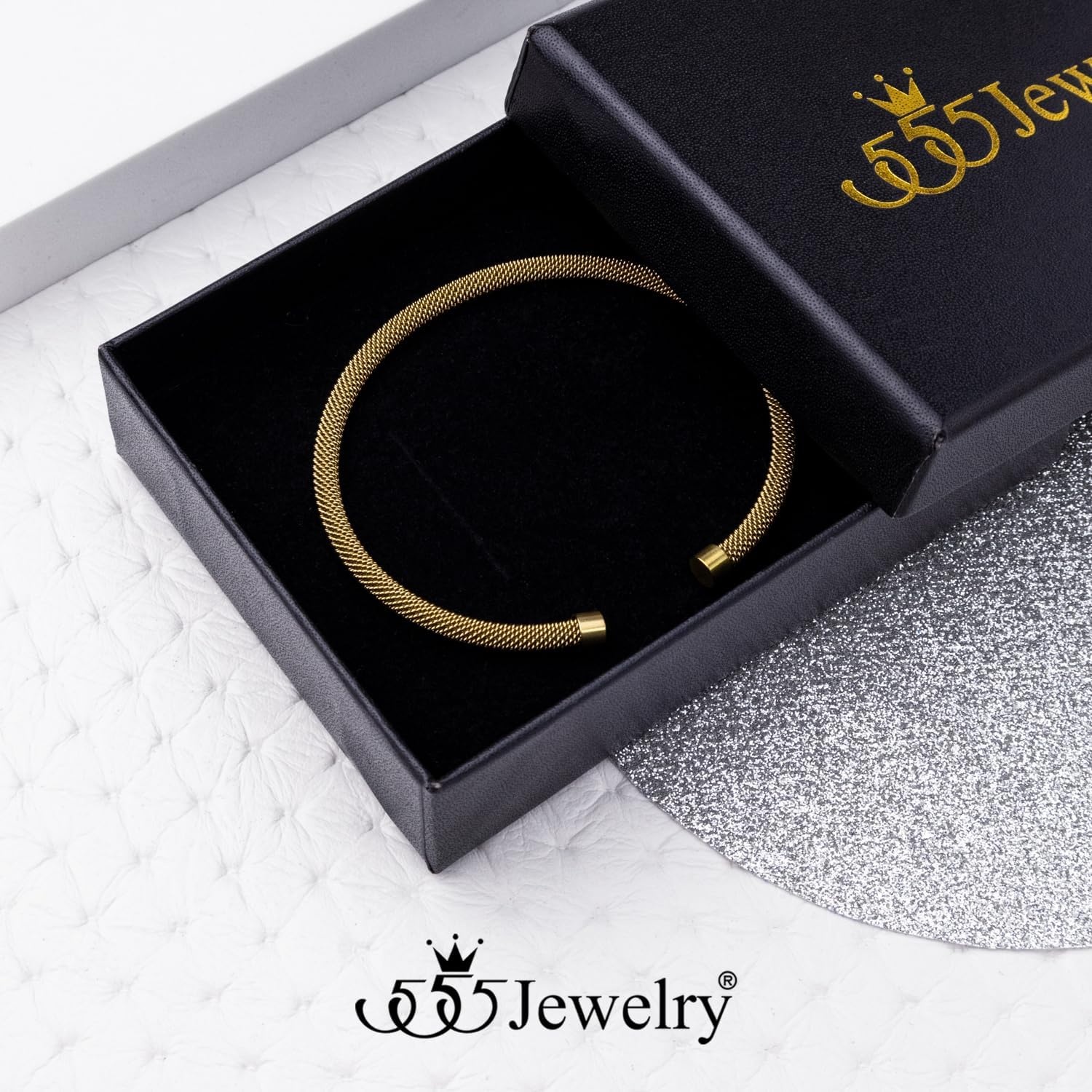 image:image555Jewelry Unisex Stainless Steel Mesh Open Cuff Bangle Bracelet for Men amp WomenGold Style 4