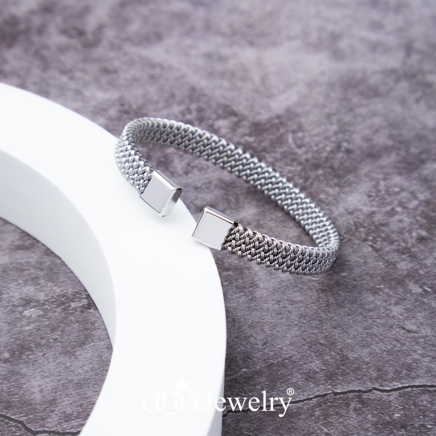 image:image555Jewelry Unisex Stainless Steel Mesh Open Cuff Bangle Bracelet for Men amp WomenSilver Style 3