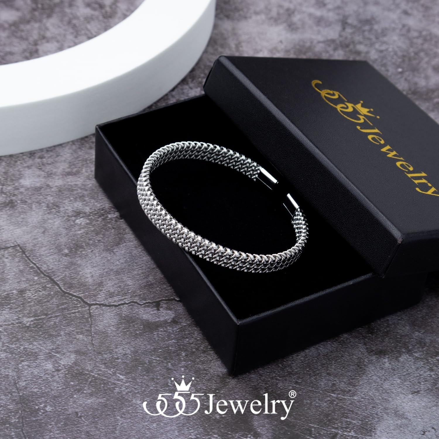 image:image555Jewelry Unisex Stainless Steel Mesh Open Cuff Bangle Bracelet for Men amp WomenSilver Style 3