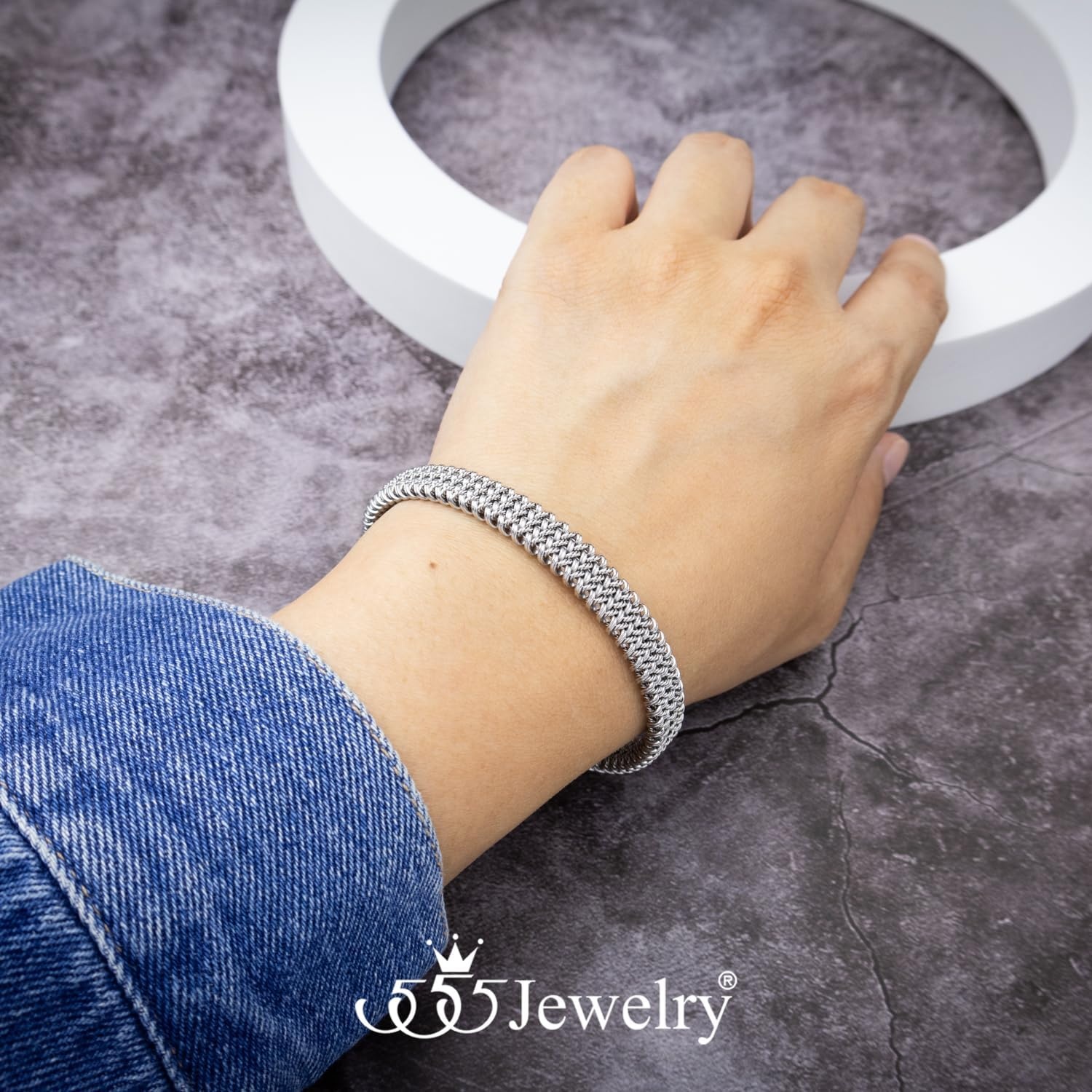 image:image555Jewelry Unisex Stainless Steel Mesh Open Cuff Bangle Bracelet for Men amp WomenSilver Style 3