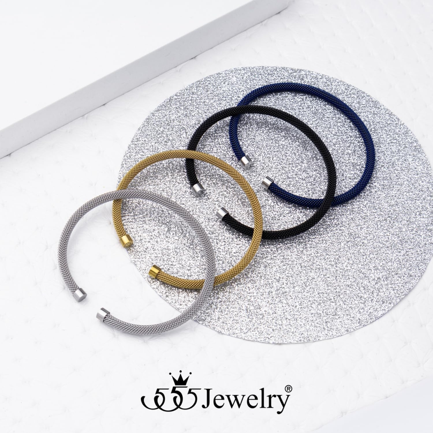 image:image555Jewelry Unisex Stainless Steel Mesh Open Cuff Bangle Bracelet for Men amp WomenSilver Style 4