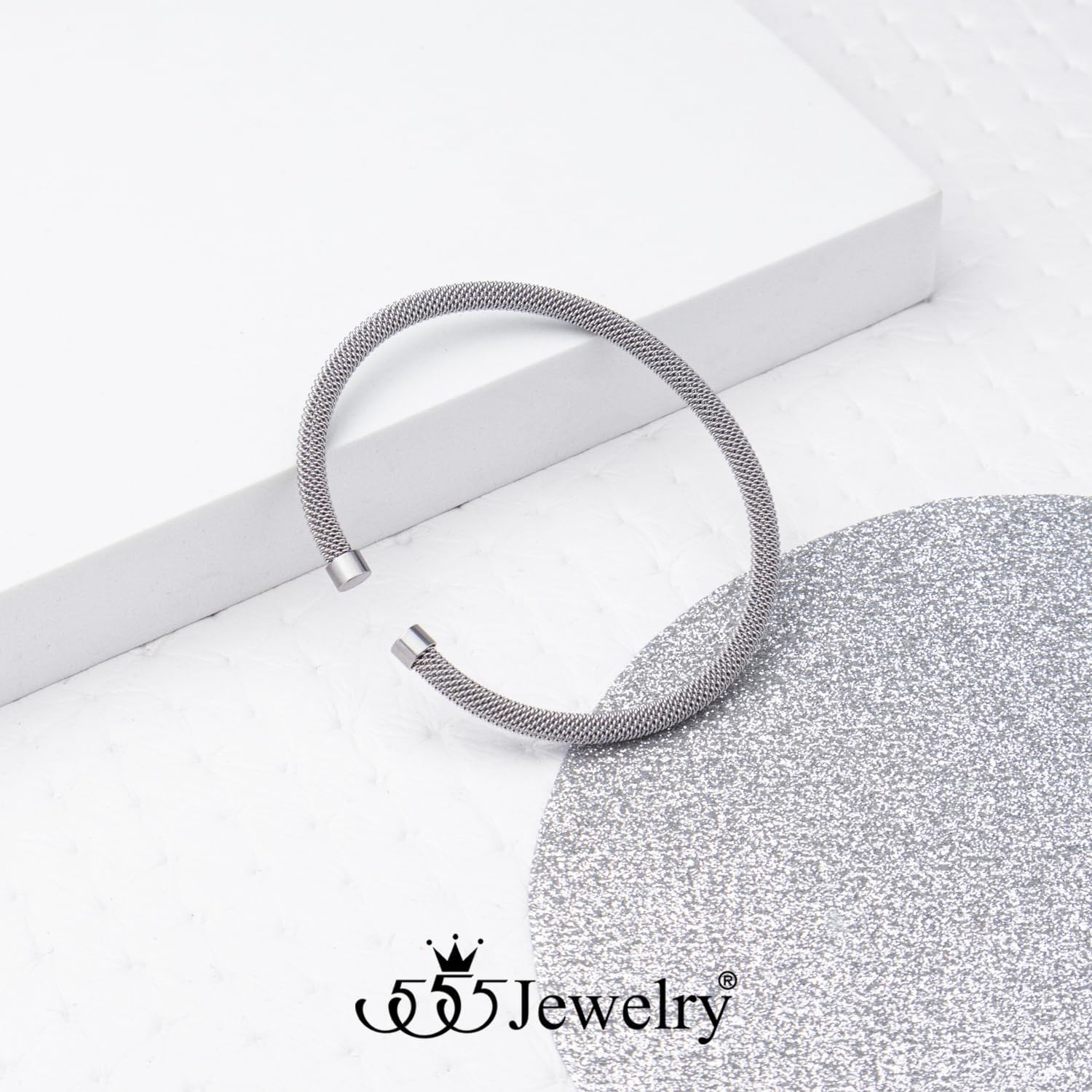 image:image555Jewelry Unisex Stainless Steel Mesh Open Cuff Bangle Bracelet for Men amp WomenSilver Style 4