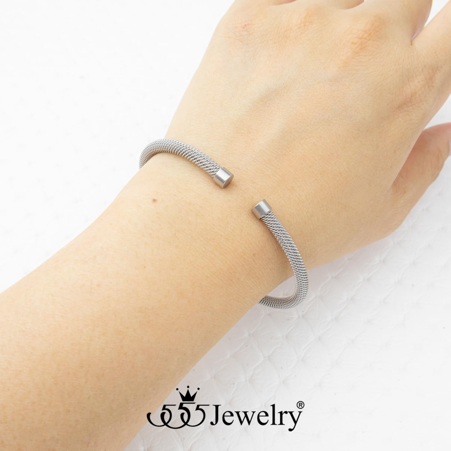 image:image555Jewelry Unisex Stainless Steel Mesh Open Cuff Bangle Bracelet for Men amp WomenSilver Style 4