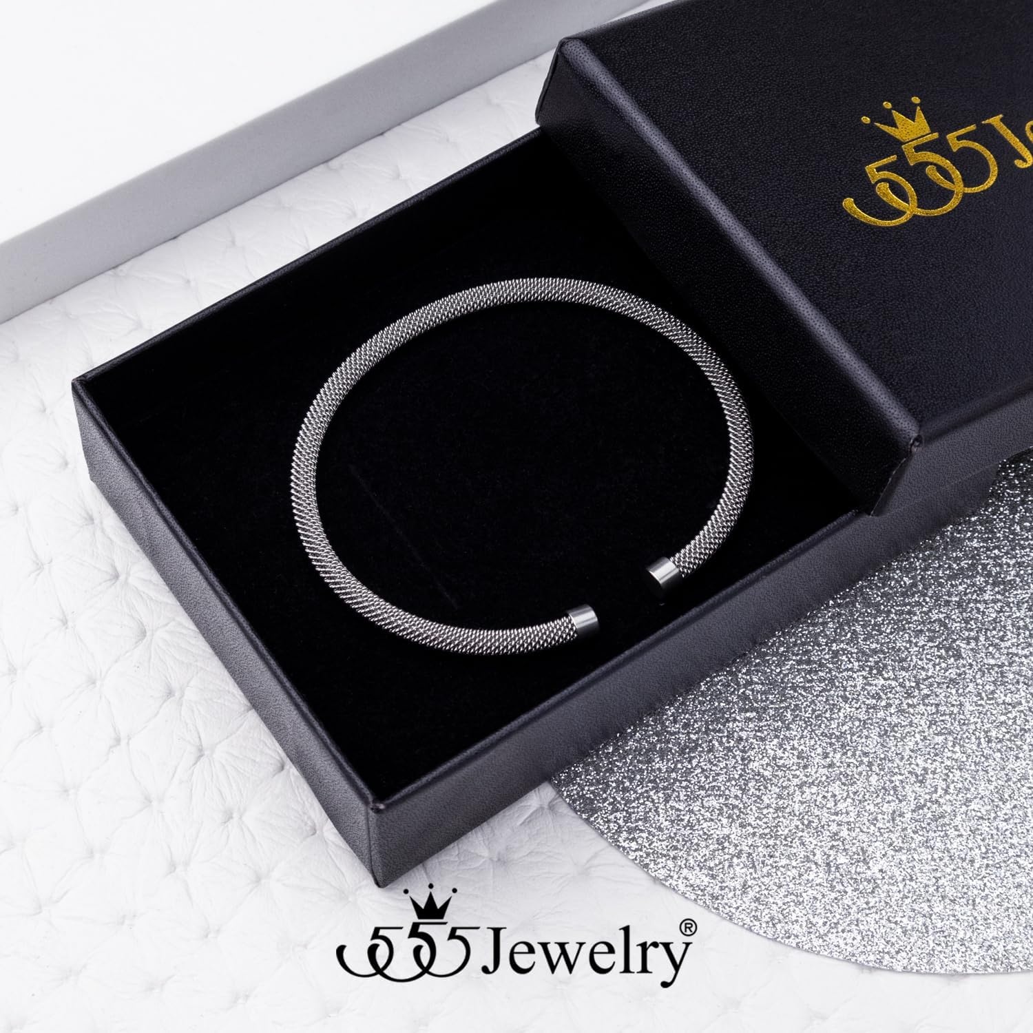 image:image555Jewelry Unisex Stainless Steel Mesh Open Cuff Bangle Bracelet for Men amp WomenSilver Style 4