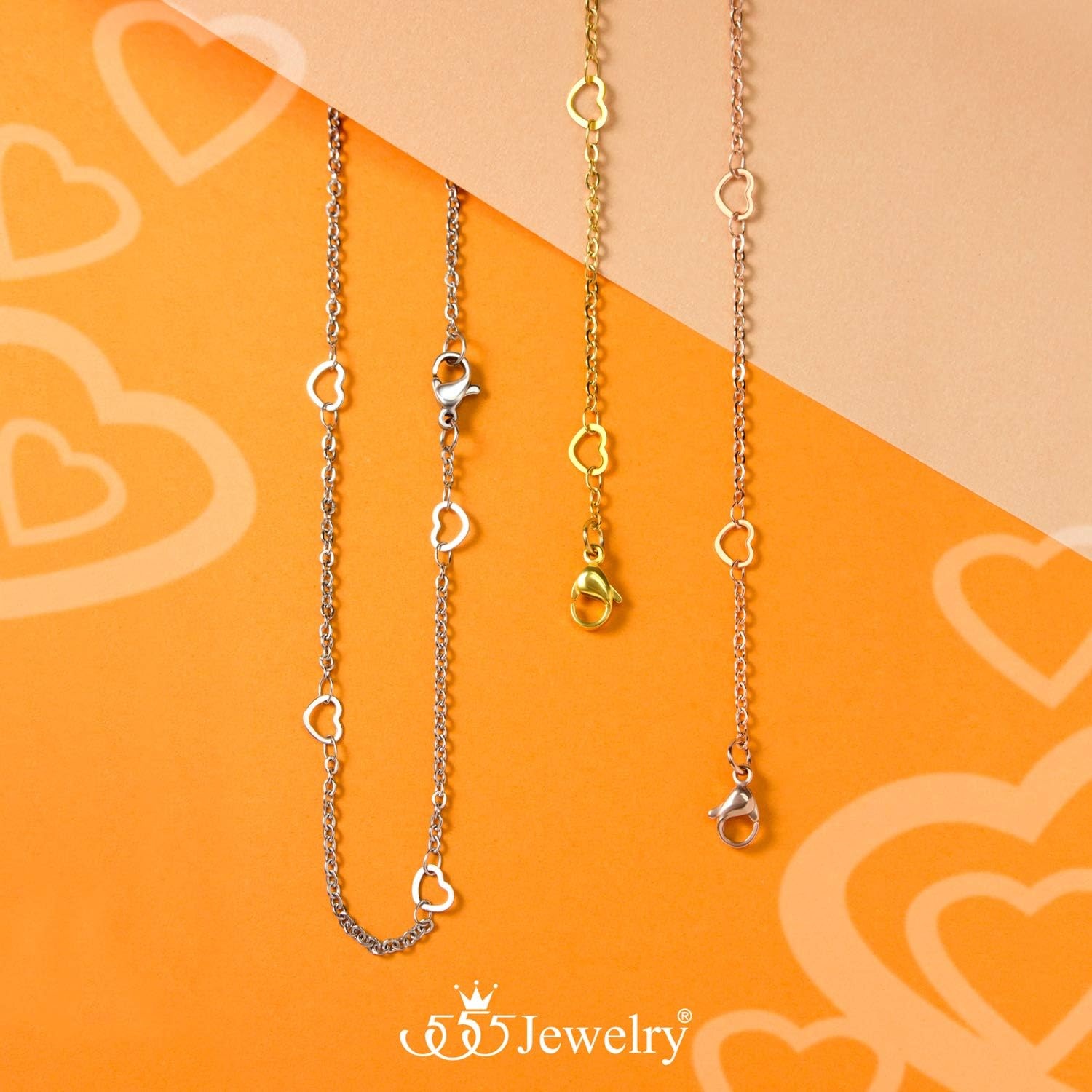 image:image555Jewelry Womens Stainless Steel Mini Multi Heart Love Dainty Chain NecklaceSilver