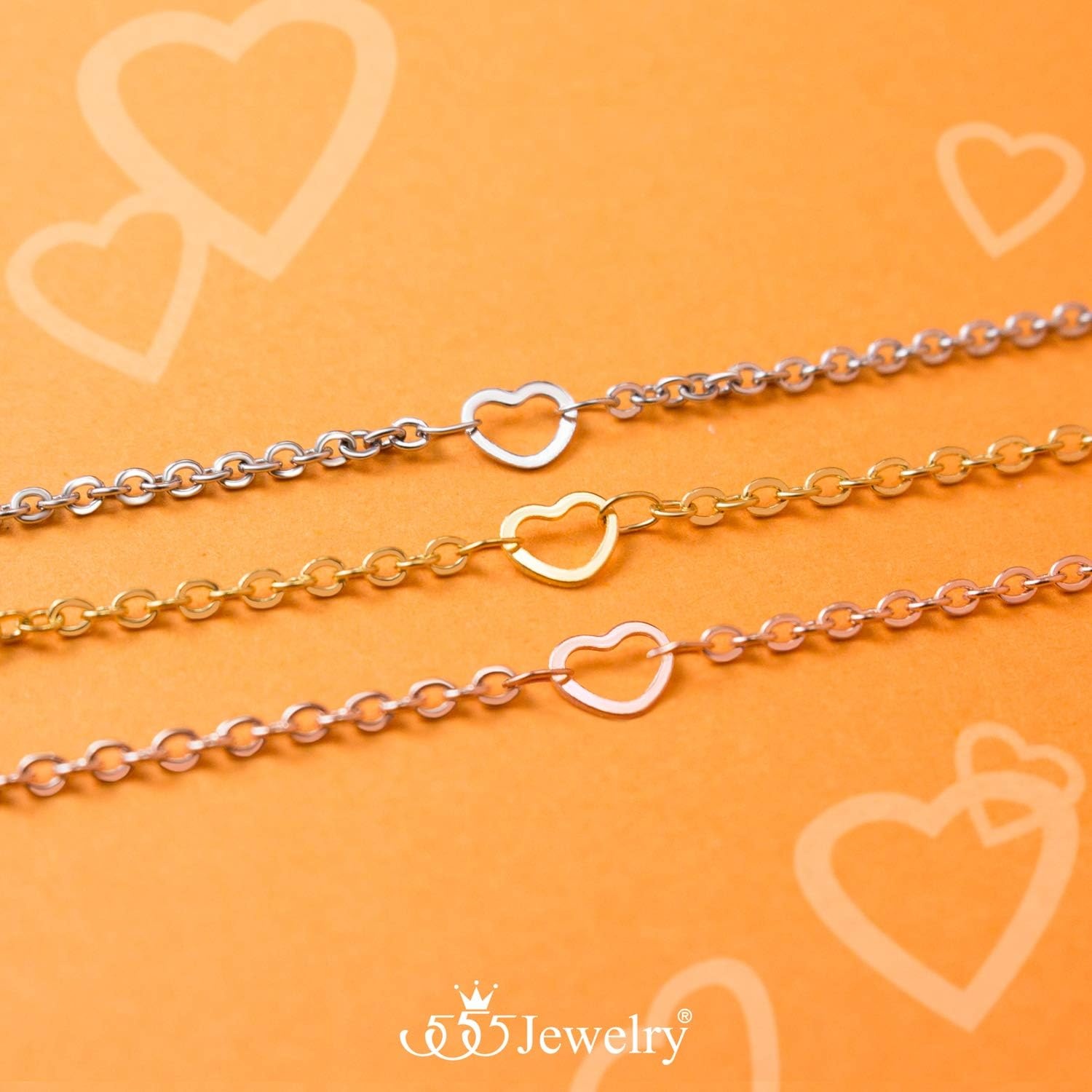 image:image555Jewelry Womens Stainless Steel Mini Multi Heart Love Dainty Chain NecklaceYellow Gold