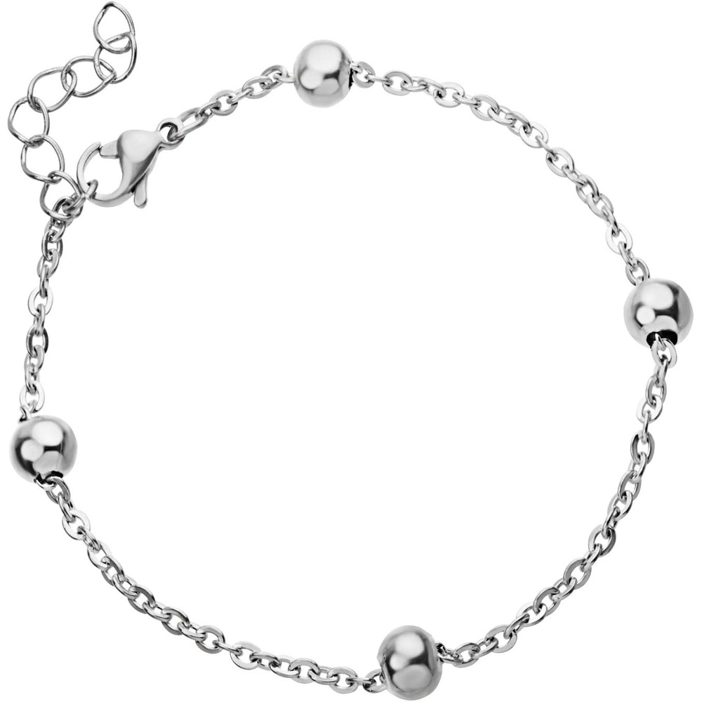 image:image555Jewelry 2mm Stainless Steel Adjustable Cable Link Chain Bead Bracelets for Women Dainty Bracelets for Women Beaded Bracelets for Ladies Womens Beaded Bracelets Sliver 8 InchSilver