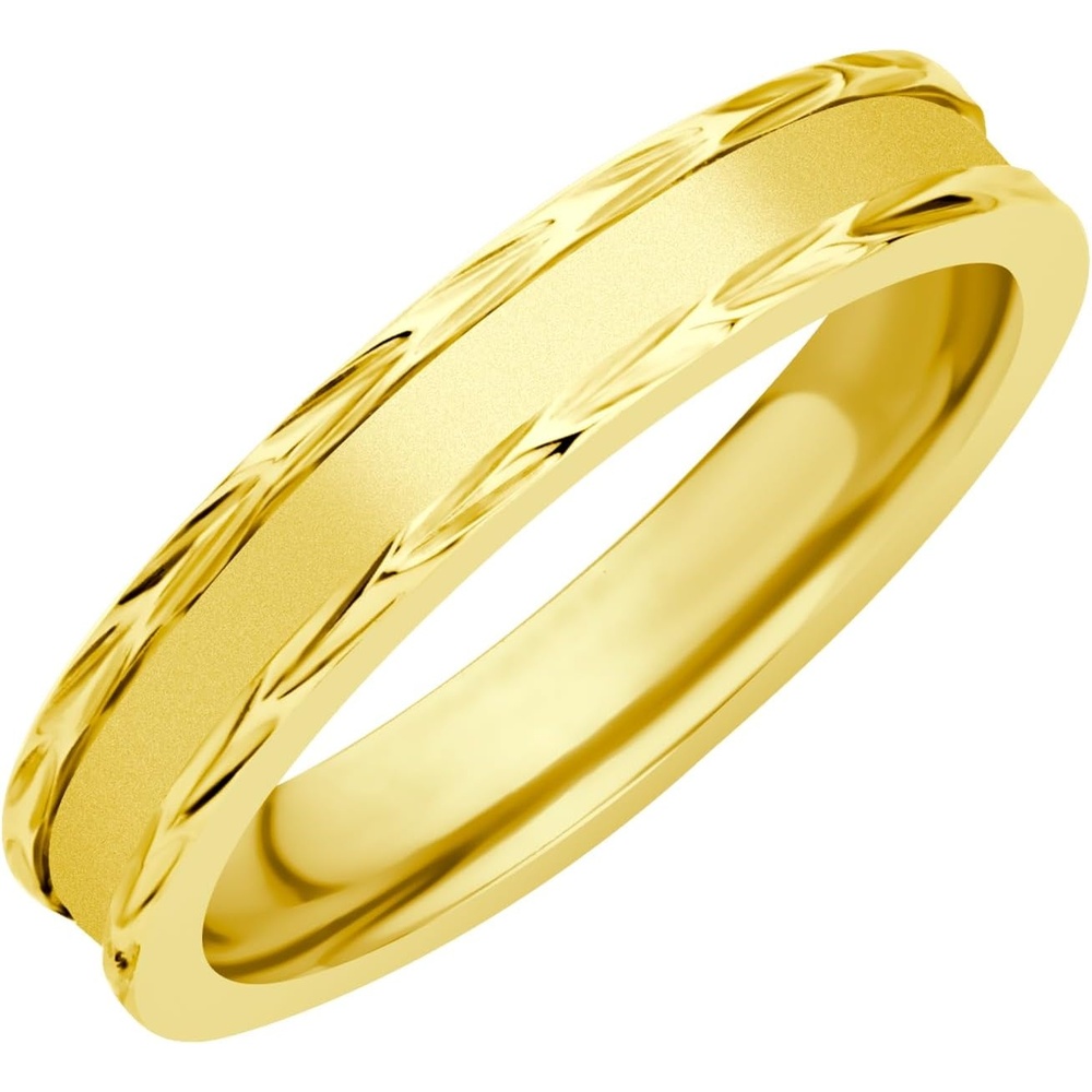 image:image555Jewelry 4mm Sandblast Stainless Steel CZ Wedding Band Ring for Women amp MenGold Style 11