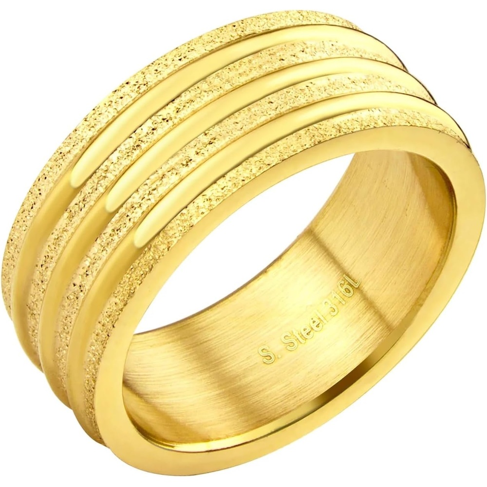 image:image555Jewelry 4mm Sandblast Stainless Steel CZ Wedding Band Ring for Women amp MenGold Style 4