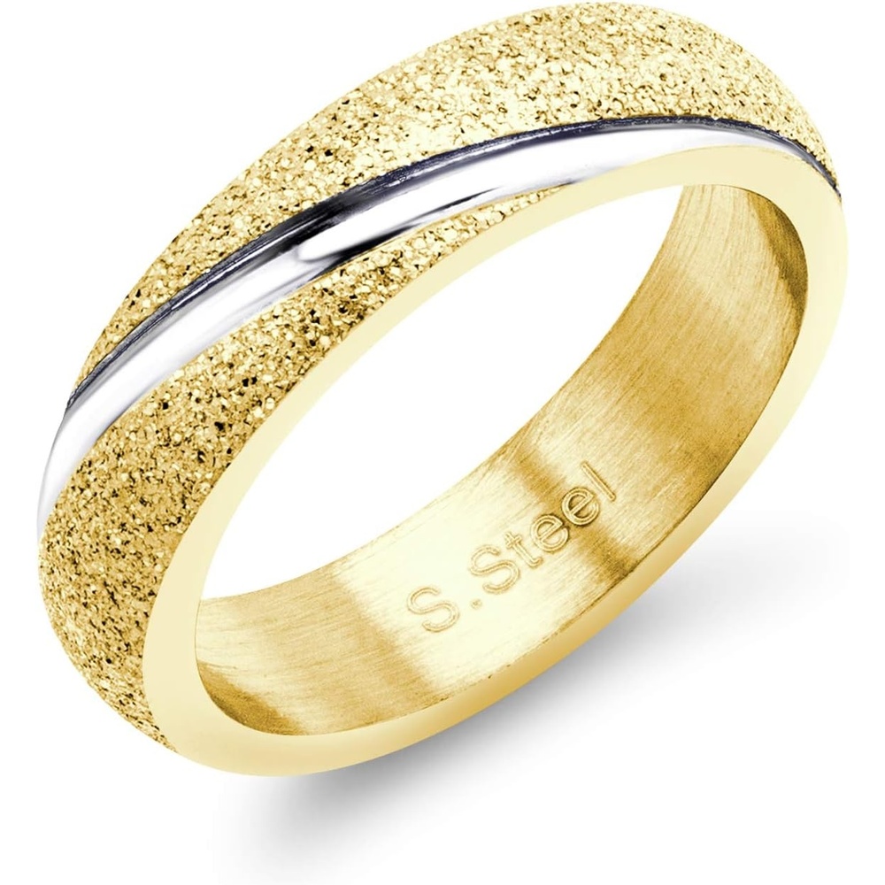image:image555Jewelry 4mm Sandblast Stainless Steel CZ Wedding Band Ring for Women amp MenGold Style 6